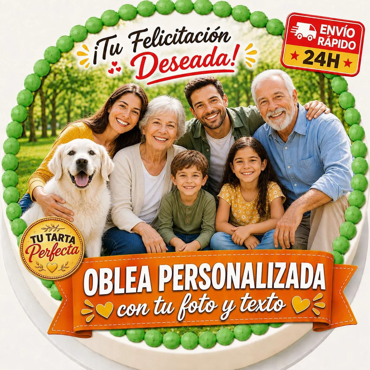 FOTO COMESTIBLE OBLEA Papel de AZÚCAR Personalizada Tarta Foto Nombre Edad Imagen Comestible Cumpleaños Calidad Fotográfica Profesional Varios Tamaños Redonda