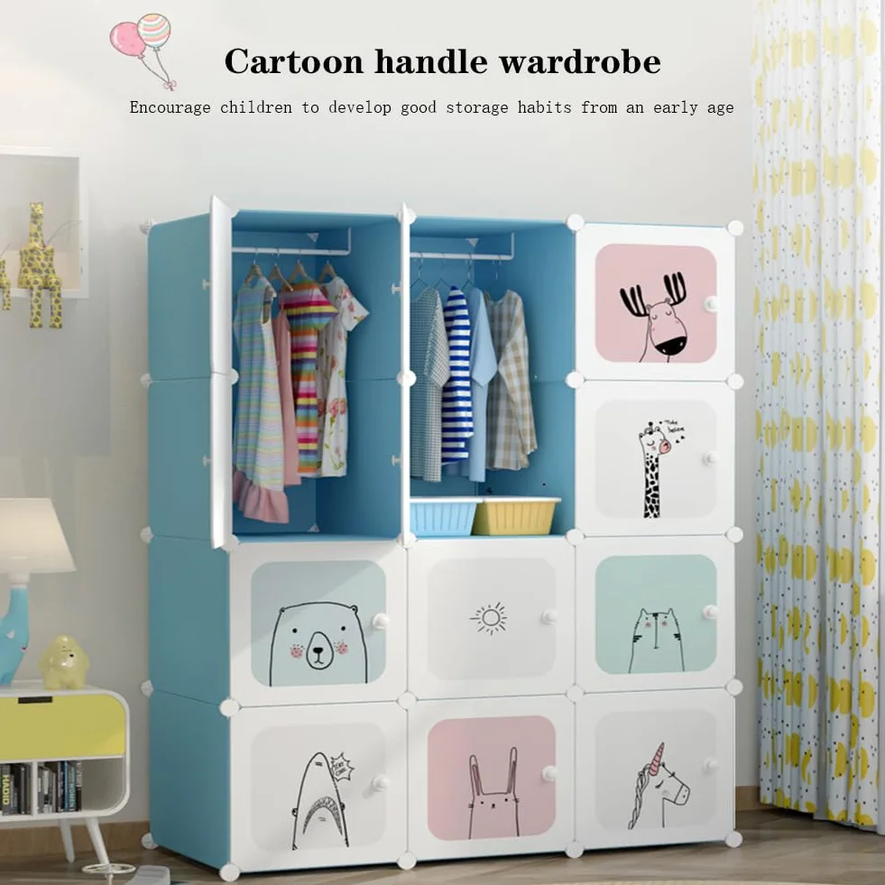Armario modular infantil blanco 11 x 47 x 147 cm organizador ropa estantería almacenamiento
