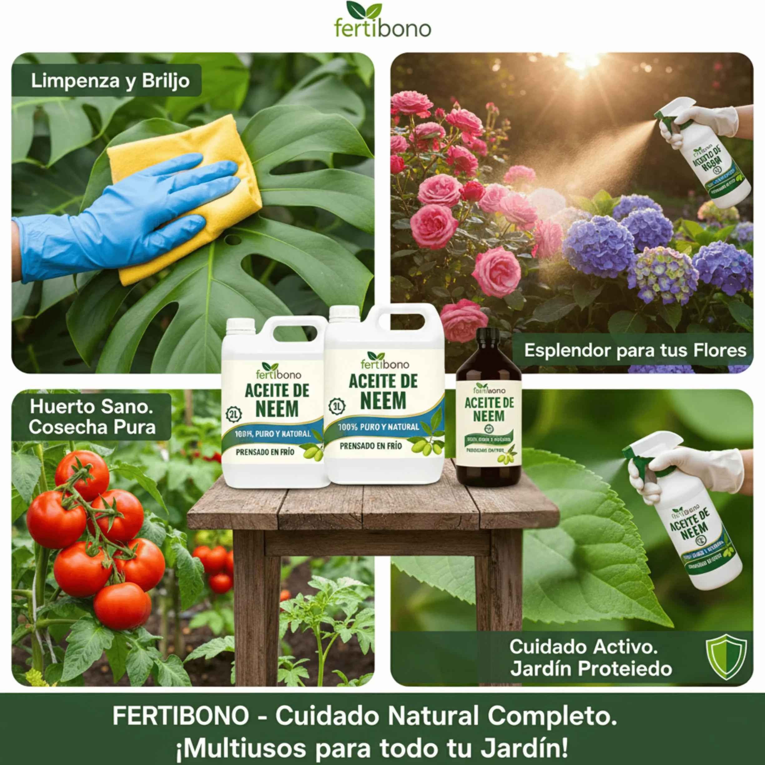 FERTIBONO Aceite de Neem 100% Puro 2L Prensado en Frío