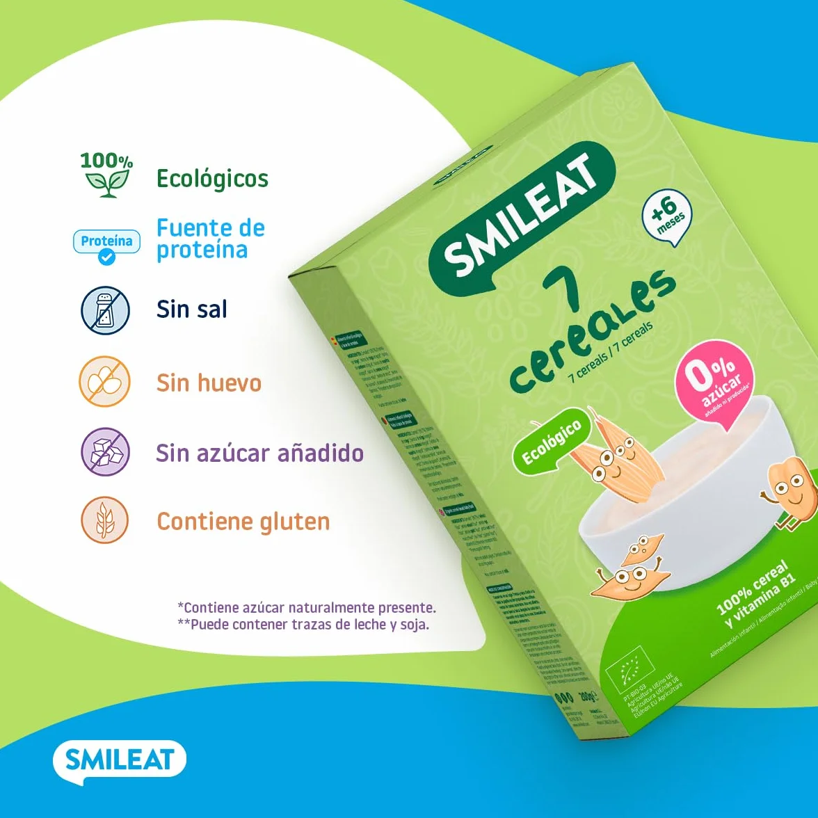 Papilla Ecológica 7 Cereales Sin Azúcar Añadido Smileat Fácil Diluir