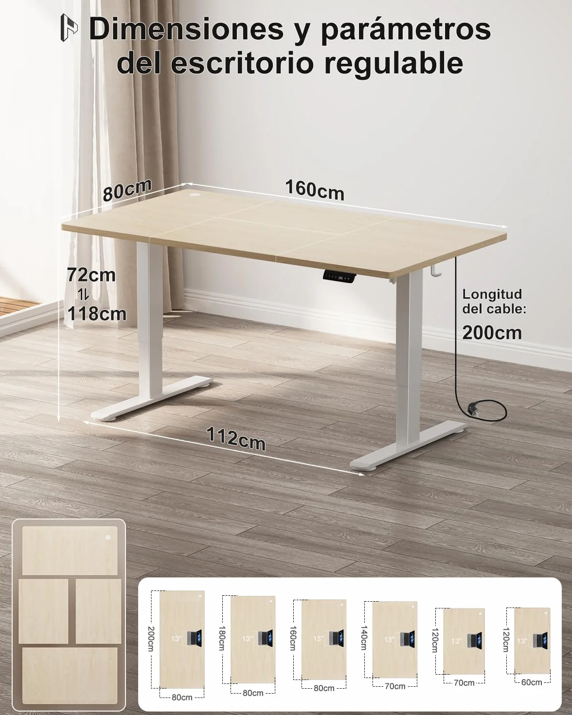 Homall Escritorio de Altura Regulable de 160 x 80 cm con Puerto de Carga USB-A, Escritorio eléctrico con Bandeja de gestión de Cables, Escritorio de pie con 3 Funciones de Memoria, Escritorio para