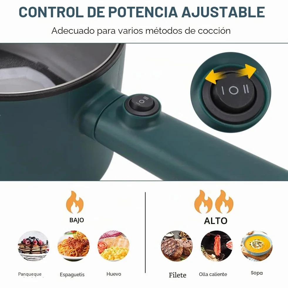 Olla caliente eléctrica 1.8L Multicooker con tapa para fideos, viaje