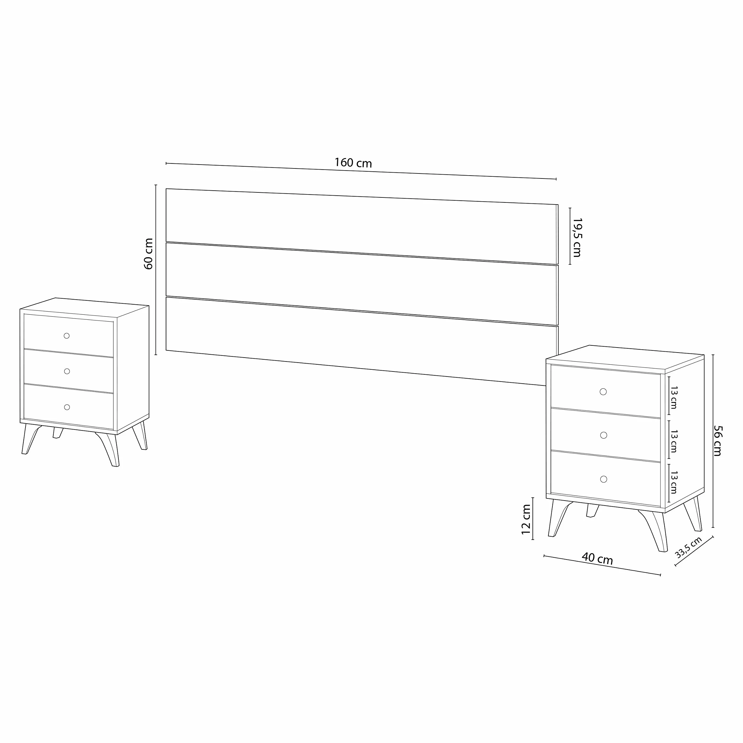 duehome | Pack Cabecero y 2 Mesitas de Noche, Dormitorio Doble, Dormitorio Completo, Modelo Iconic, Acabado en Blanco Artik y Blanco Velho