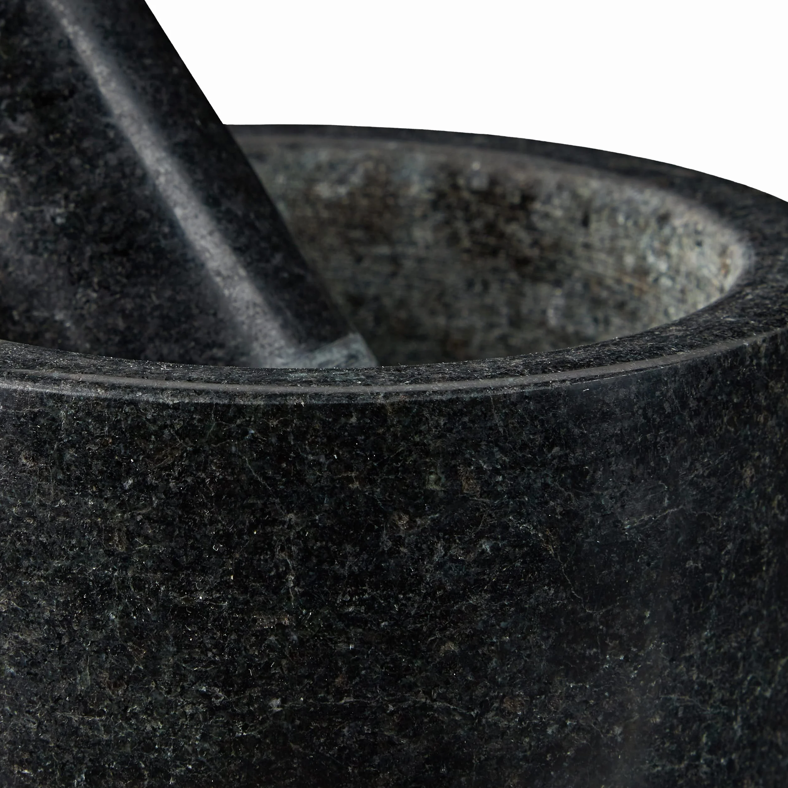 Relaxdays Mortero Granito con Mano, Resistente, Duradero, Especias, Hierbas, Moledor Piedra Pulida, 13cm Ø, 500ml, Negro