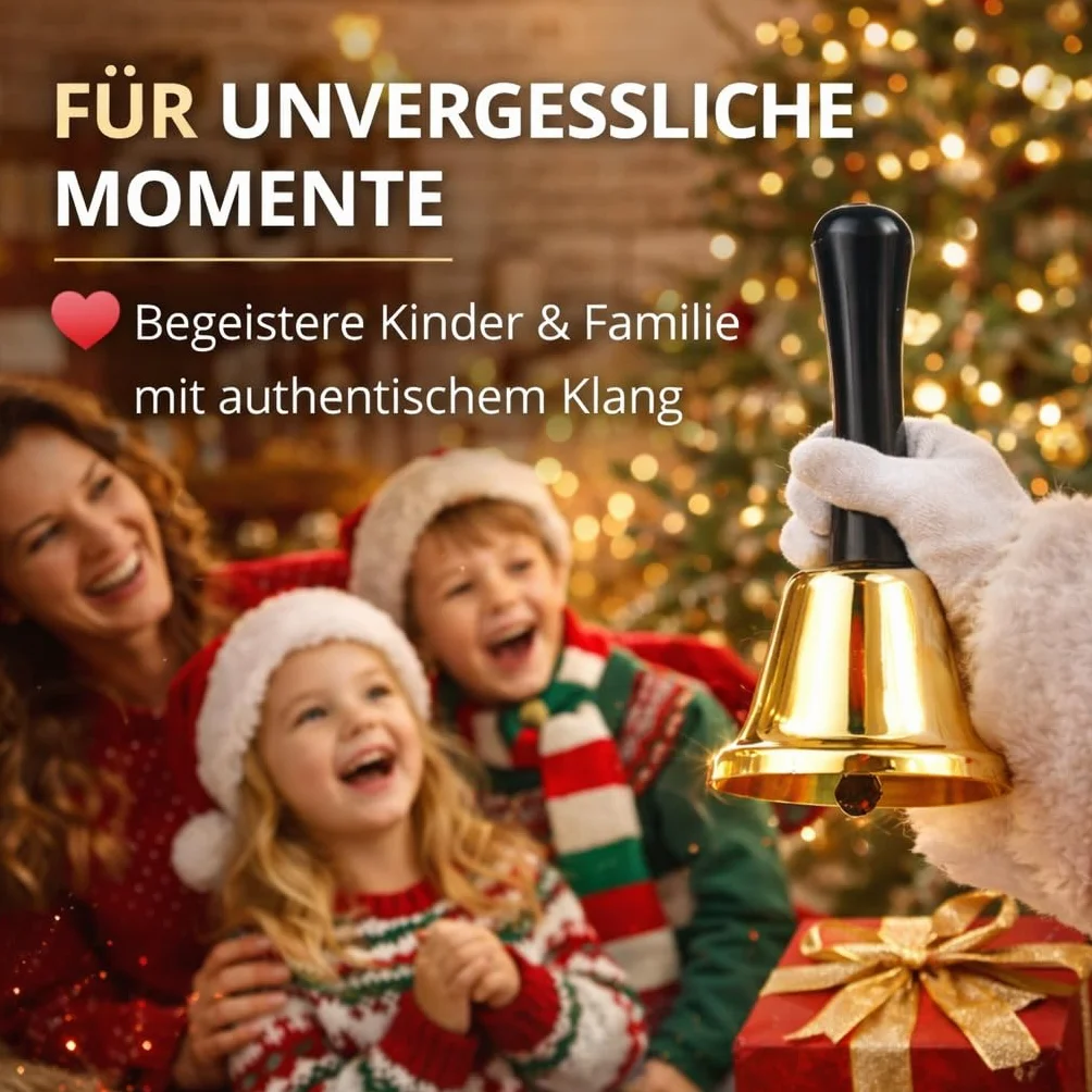 TK Gruppe Timo Klingler Campana de Navidad de Papá Noel, Dorada, Accesorio para Disfraz (1 Unidad)