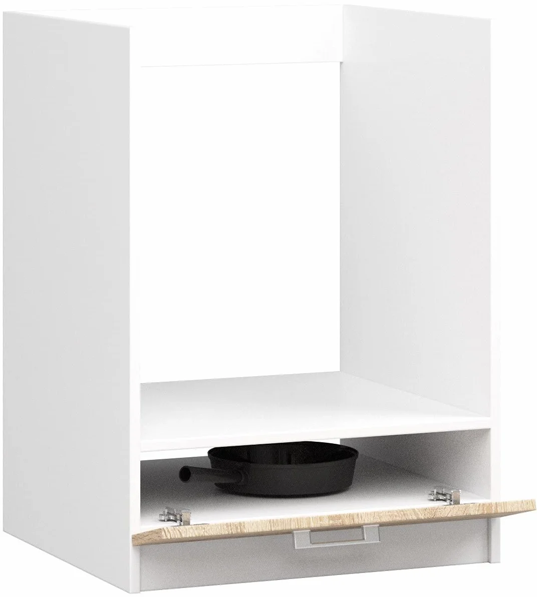 AKORD Mueble de Cocina S60 para Horno con Sistema de encimera Lima, Blanco 60 cm, 1 Puerta, Roble Sonoma Mate, 1 Estante 60x55x82 cm