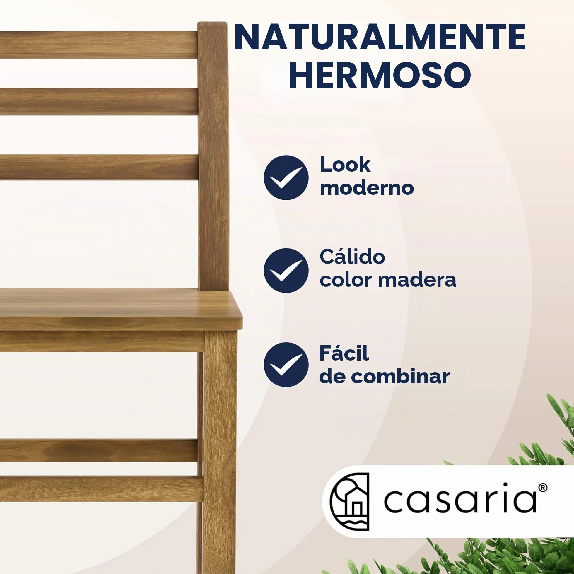 CASARIA® 2X Taburetes de Bar Altos con Respaldo Altura de Asiento 75cm Madera de Acacia Sillas de Cocina