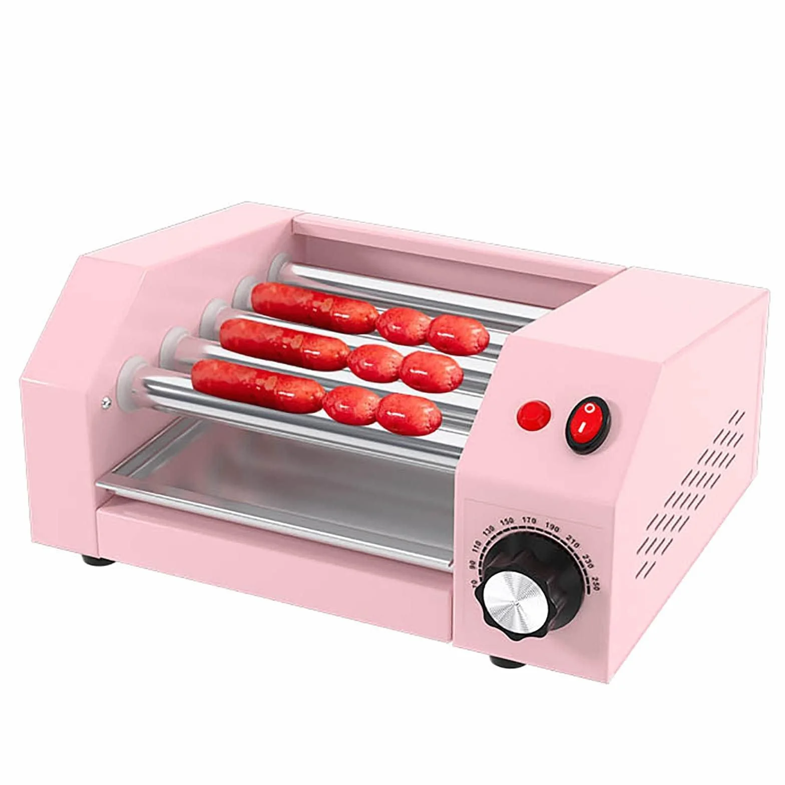 Hot Dog Roller Grill - Máquina de cocina con 5 rodillos antiadherentes y control de temperatura para salchichas y rollos de huevo
