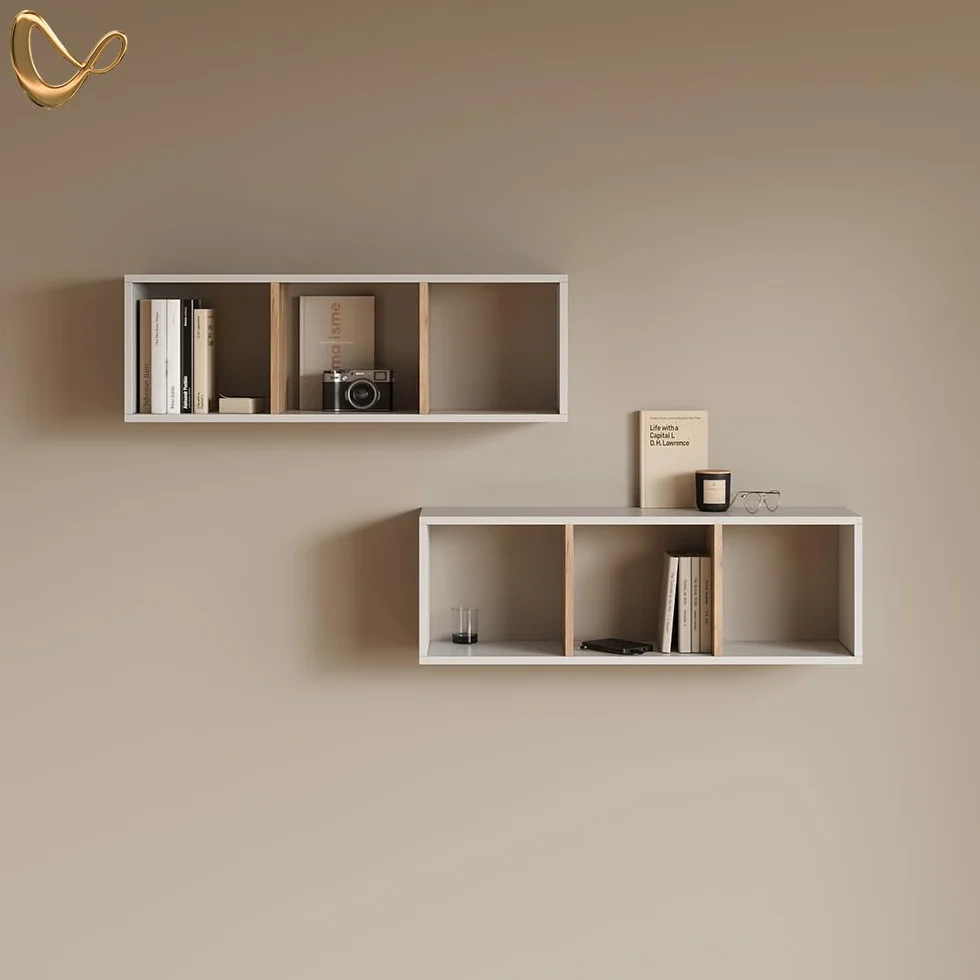 Livinity Estante de Pared Lorena, Roble Blanco/Dorado, 90 x 30 cm Lote de 2