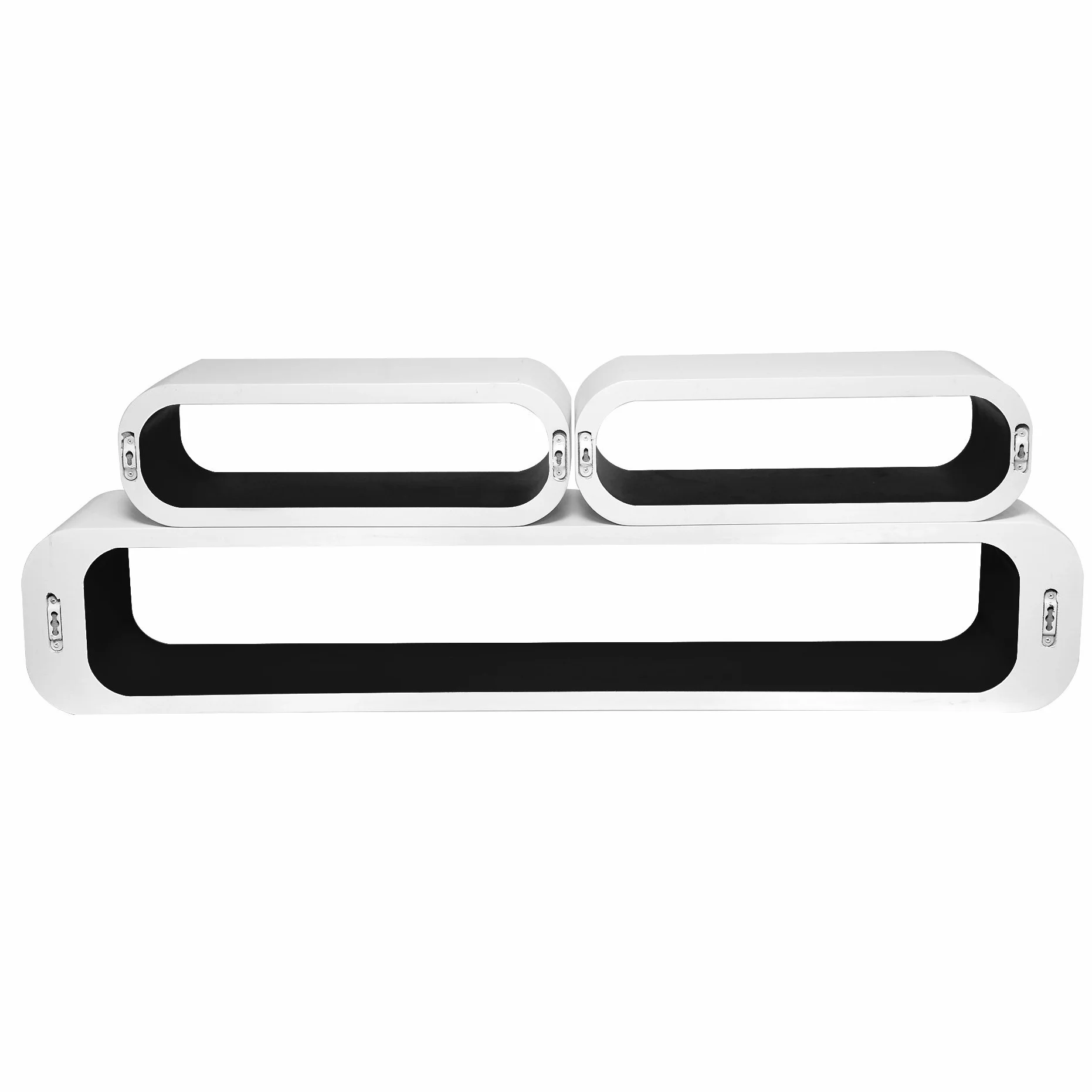 WOLTU Estante de Pared 95x40x40 cm Blanco-Negro Conjunto 3 Estanterías Retro