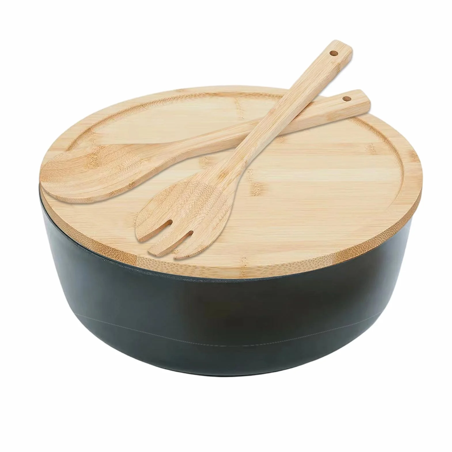 Ensaladeras Grandes Recipientes de Madera para Alimentos, Utensilios de | Bol Grande Para Servir Ensalada Para Frutas Verduras Aperitivos Almuerzo Cena Preparar Mezclar C