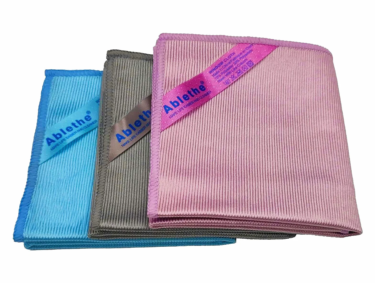 Paño de limpieza de ventanas: paño de limpieza de microfibra, trapos de pulido de alta calidad, sin pelusas, sin rayas (gris, morado y azul)