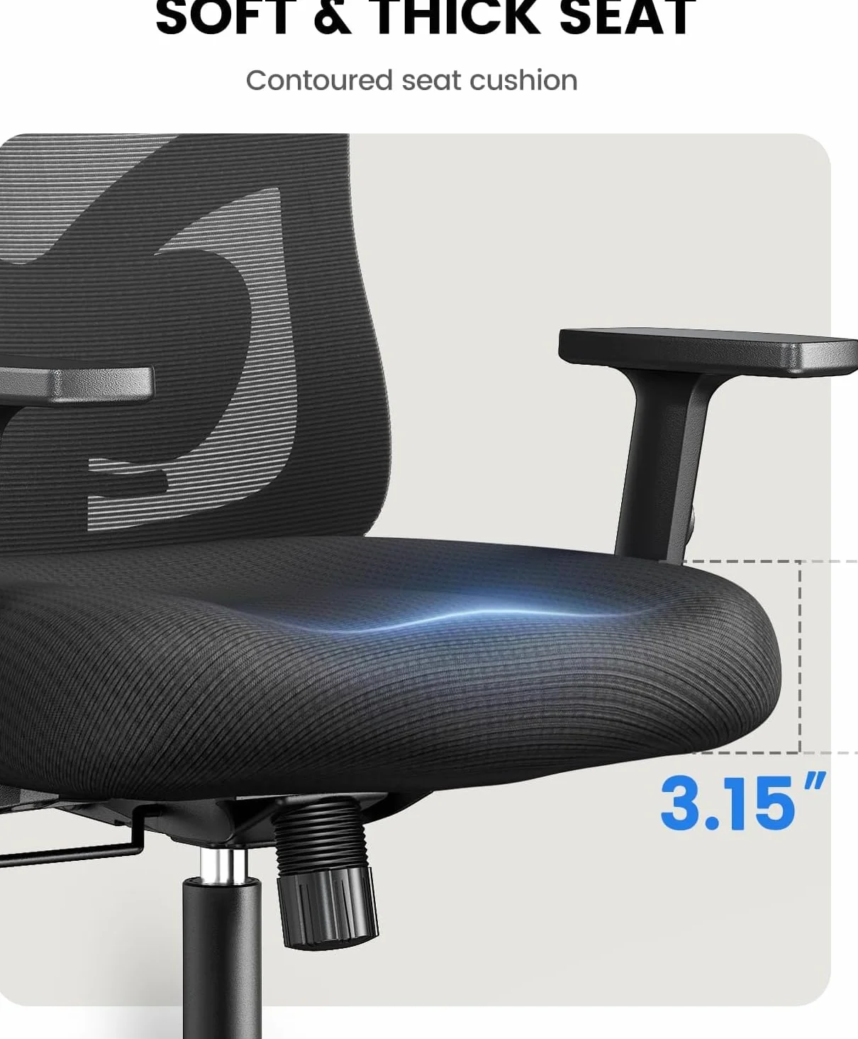 NOBLEWELL Silla de Oficina Ergonómica con Soporte Lumbar, Reposacabezas 2D, Reposabrazos Ajustable, Inclinación 130°