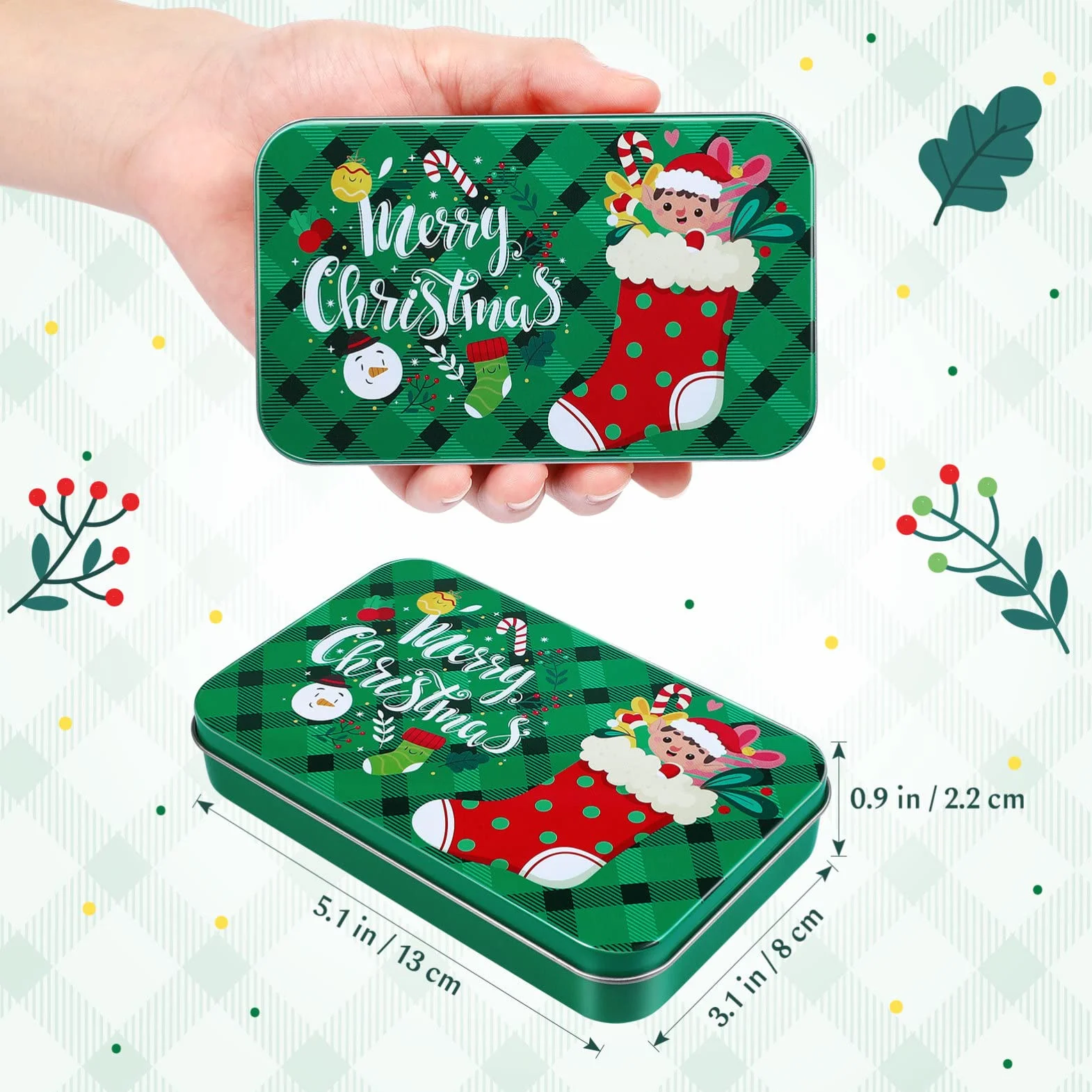 Cabilock 8 botes de galletas navideñas: soporte para tarjetas de de Navidad, gran embalaje para o de dinero