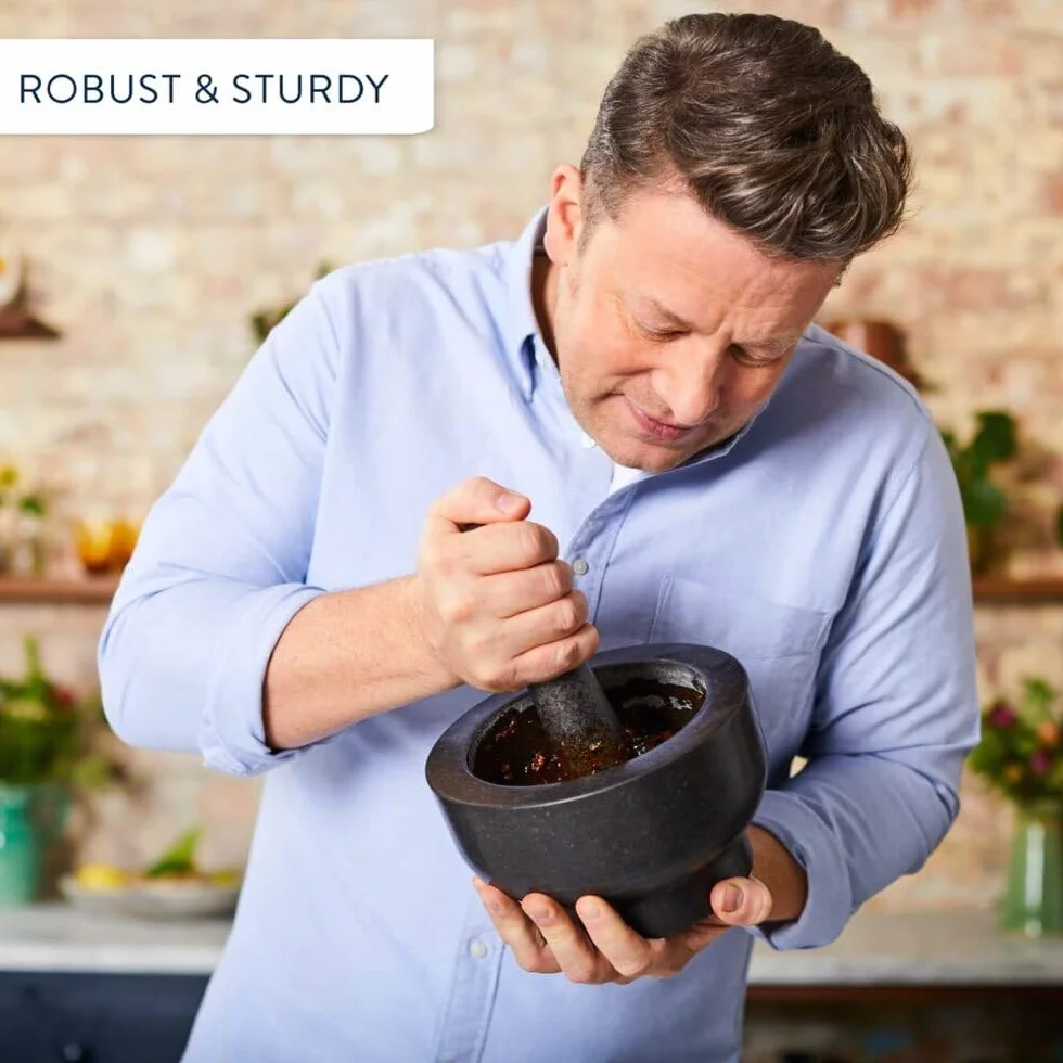 Jamie Oliver by Tefal - Pila y mortero - Granito, 20 cm, gris - K1823155