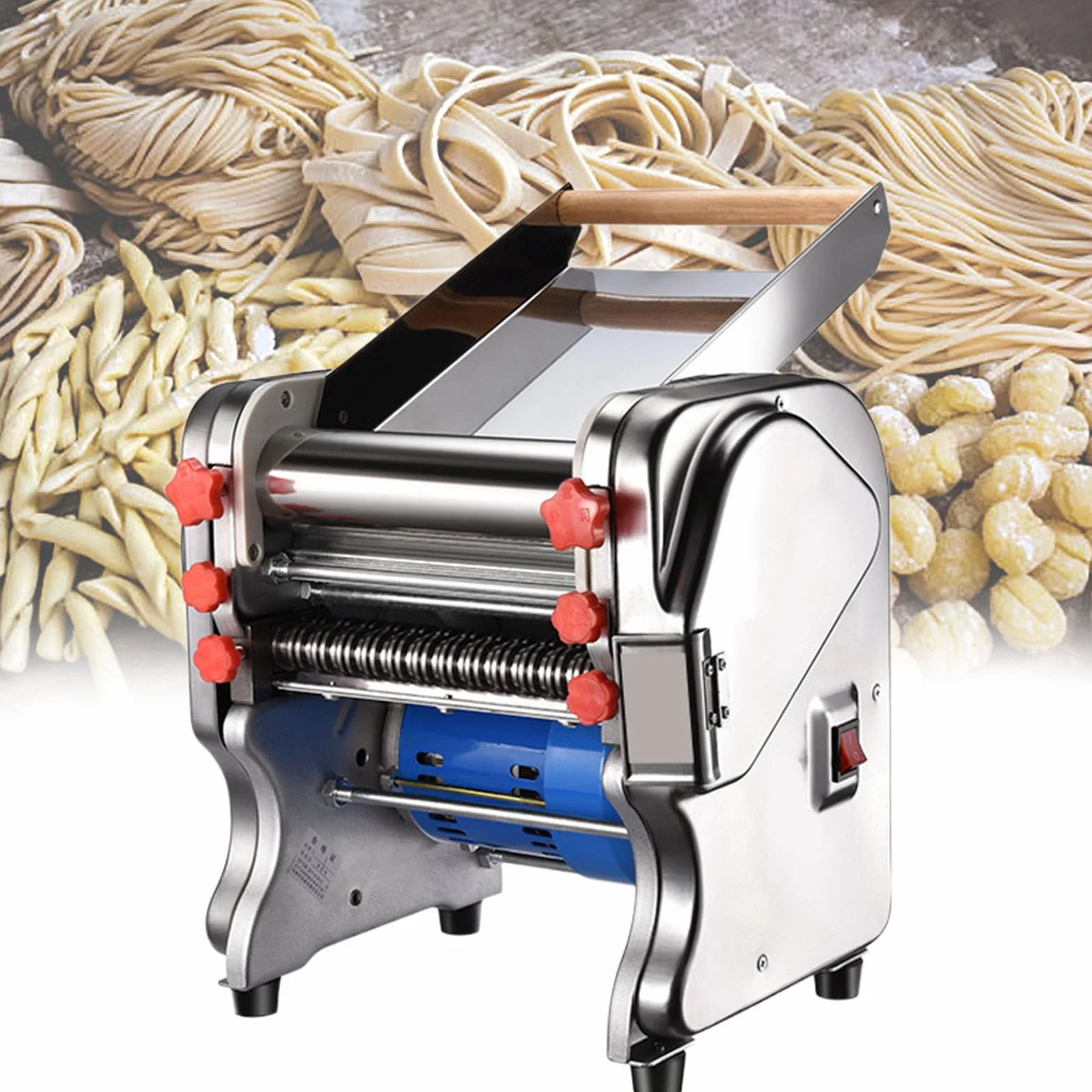 Máquina para Hacer Pasta de Fideos, laminadora de Rodillo de Masa Eléctrica Comercial de 550W, para Uso Familiar en el Hogar