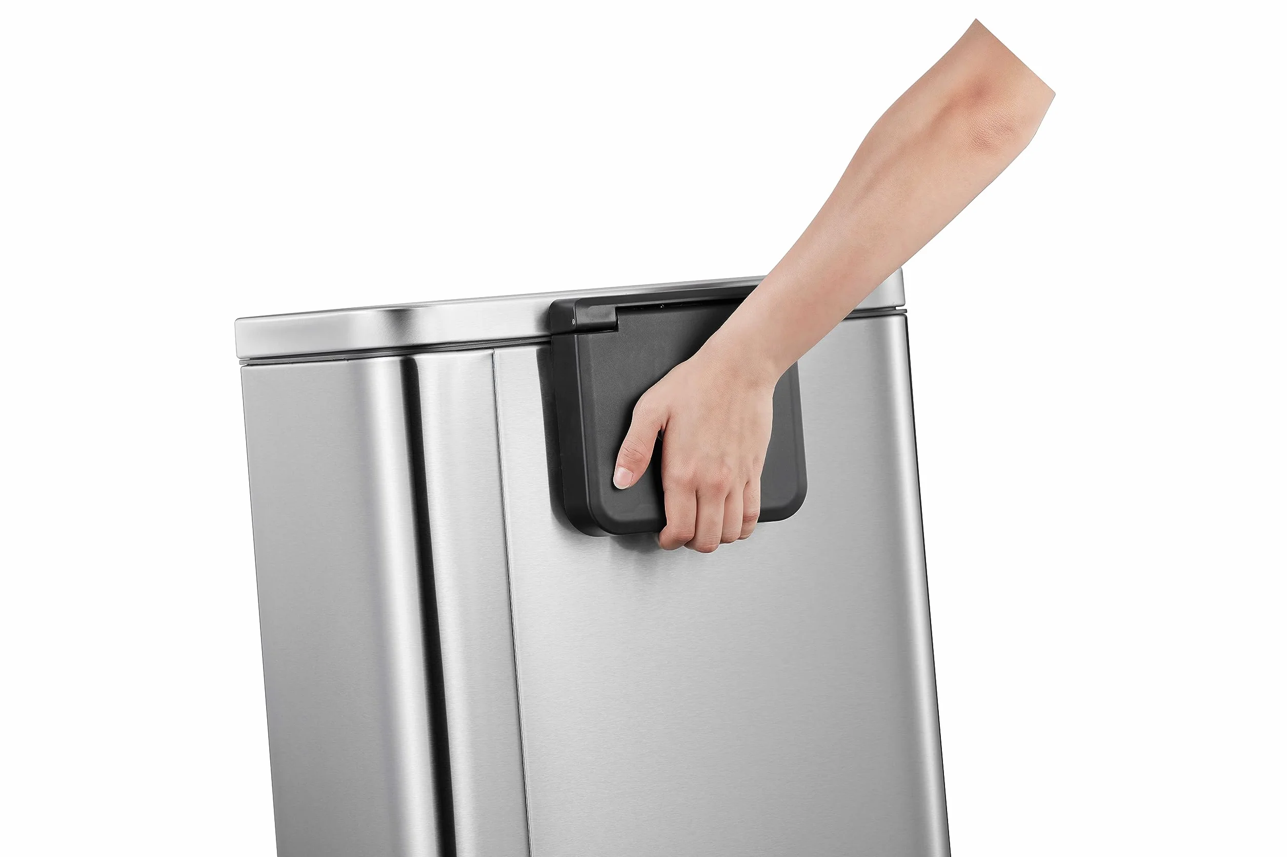 EKO Madison Cubo de Basura Cocina 50L con Pedal y Tapa de Cierre Suave | Acero Inoxidable Antihuella | Papelera Moderna y Robusta | Gran Capacidad para Reciclaje