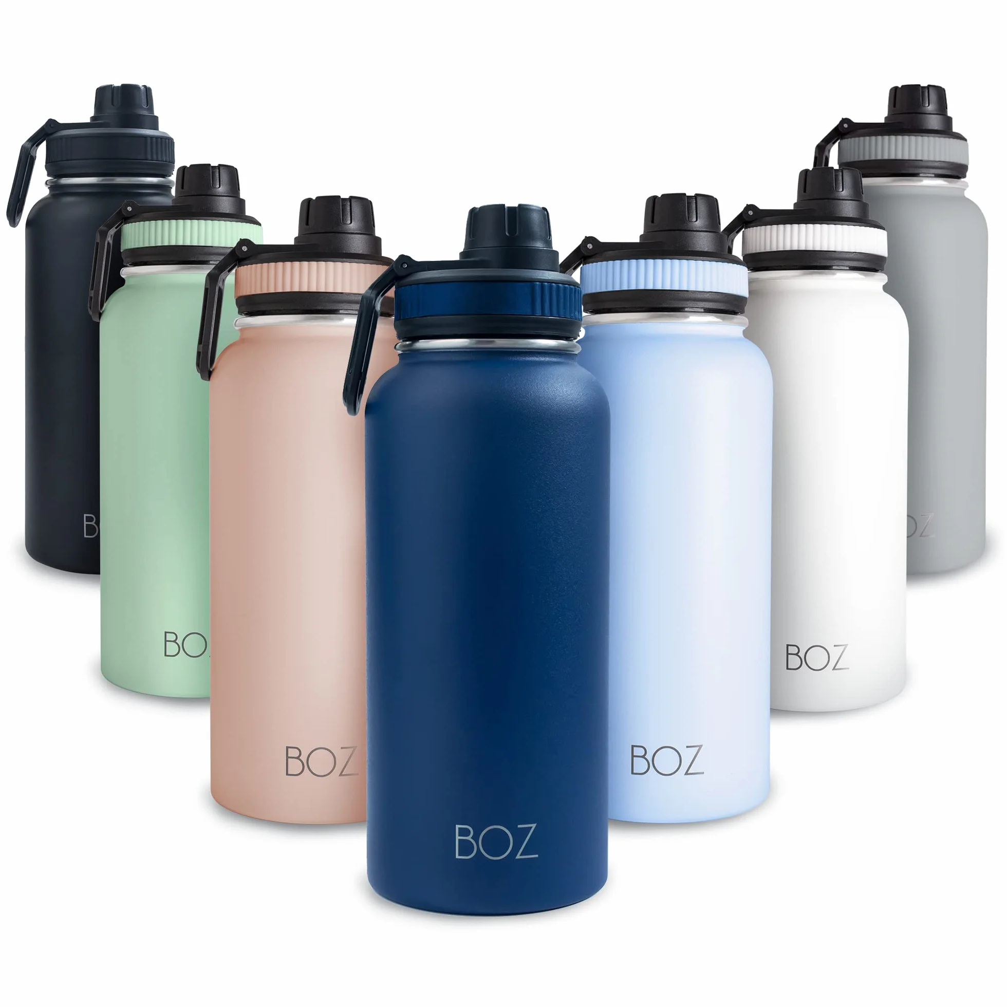 BOZ Botella Agua Acero Inoxidable de 1l, Botella Térmica 1 Litro con Aislamiento de Doble Pared, Termo Agua Fría y Caliente de Boca Ancha Sin BPA, Botella Isotérmica Antiderrame Color Azul Oscuro