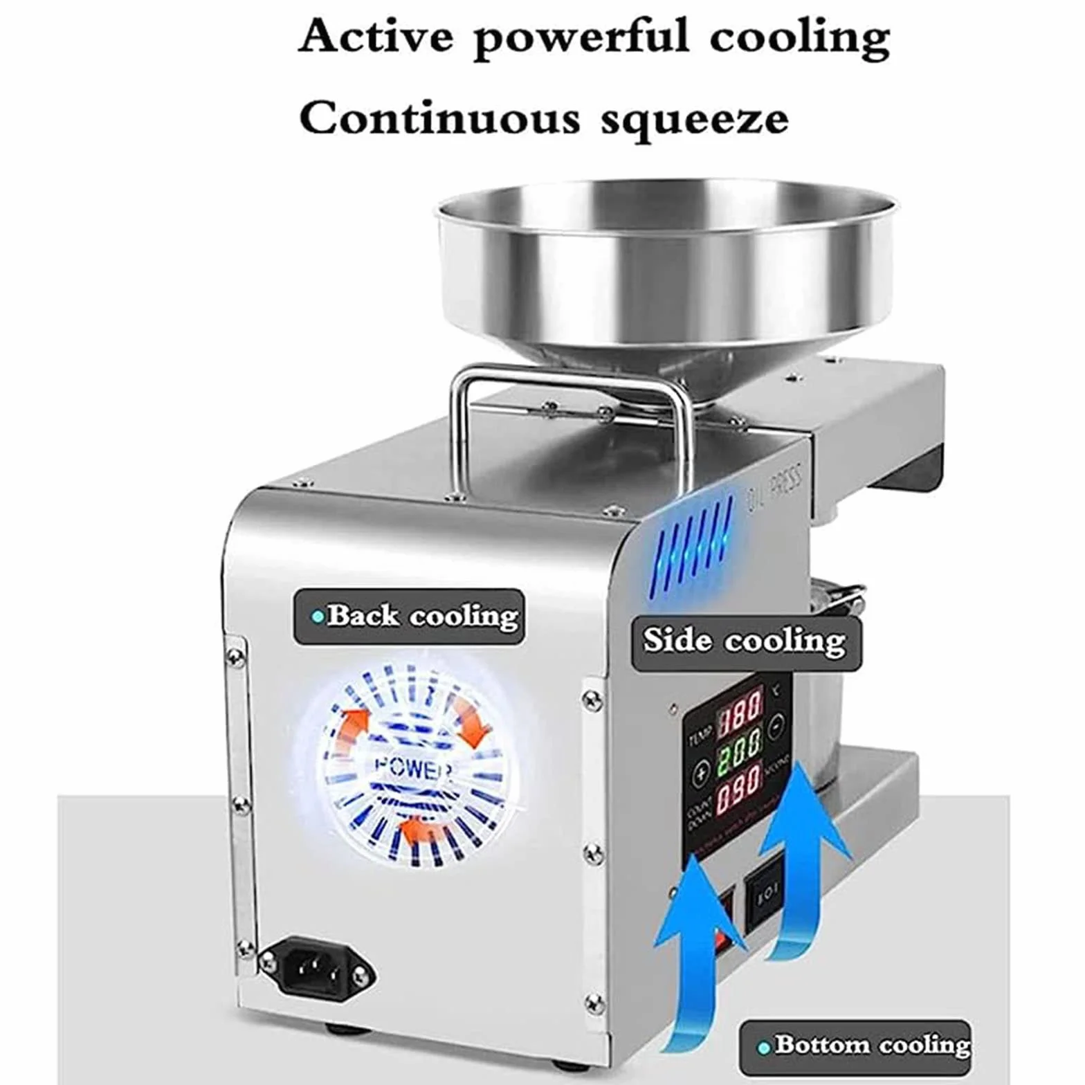 Prensa Aceite Automática 610W - Oliva, Hueso, Sésamo, Cacahuete - Máquina de Extracción Caliente y Fría - Tornillo Prensa Doméstica