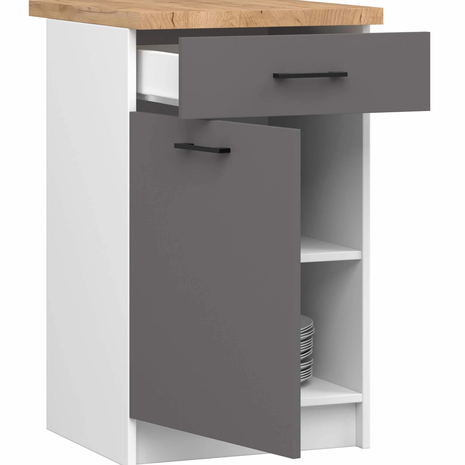 AKORD Mueble bajo de cocina OLIWIA 50 cm | con 1 puerta y 1 cajón | armarios de cocina | espacioso | para cocina pequeña | para una cocina | ancho 50 x alto 85 x profundidad 46 cm | peso 27,40 kg |
