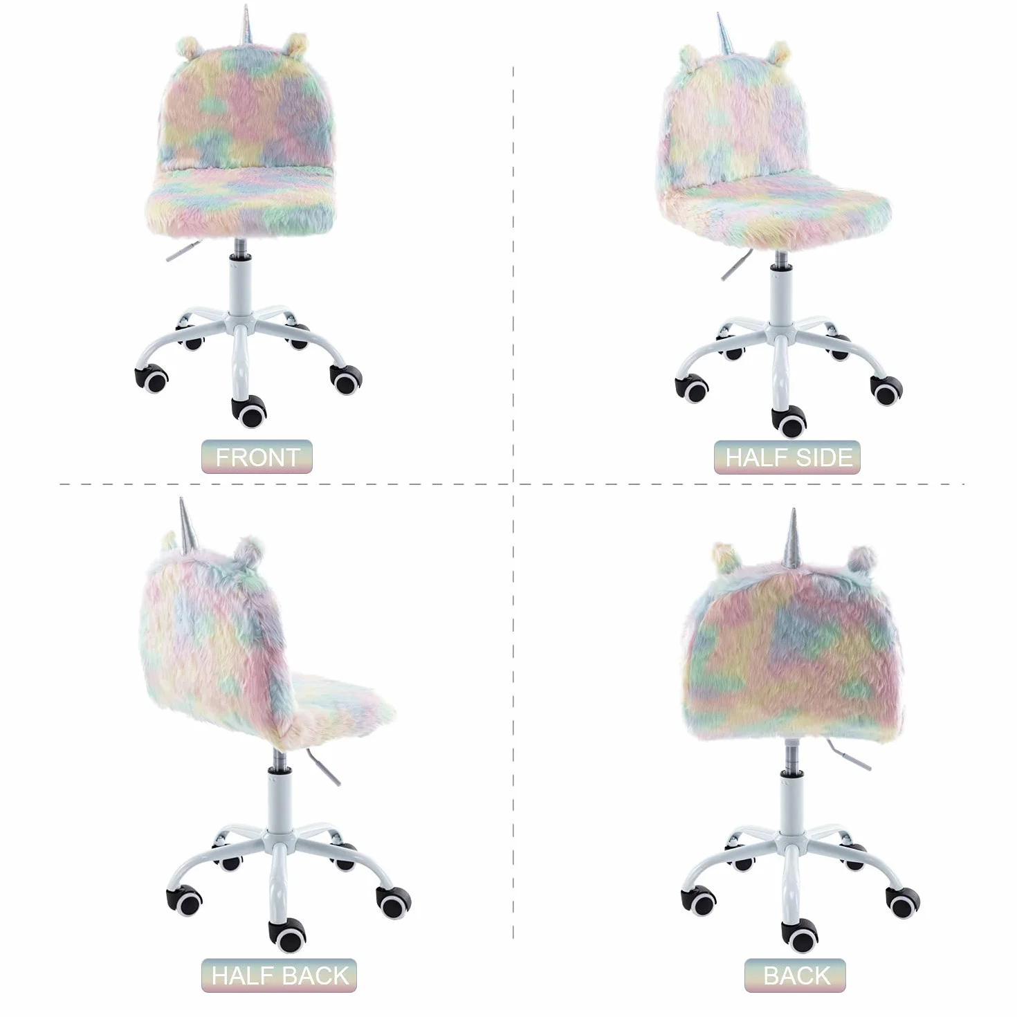 Wahson Silla Infantil Escritorio de Piel Sintética,Silla Giratoria Altura Ajustable de Estudio para Niños/Juvenil(Colorido)