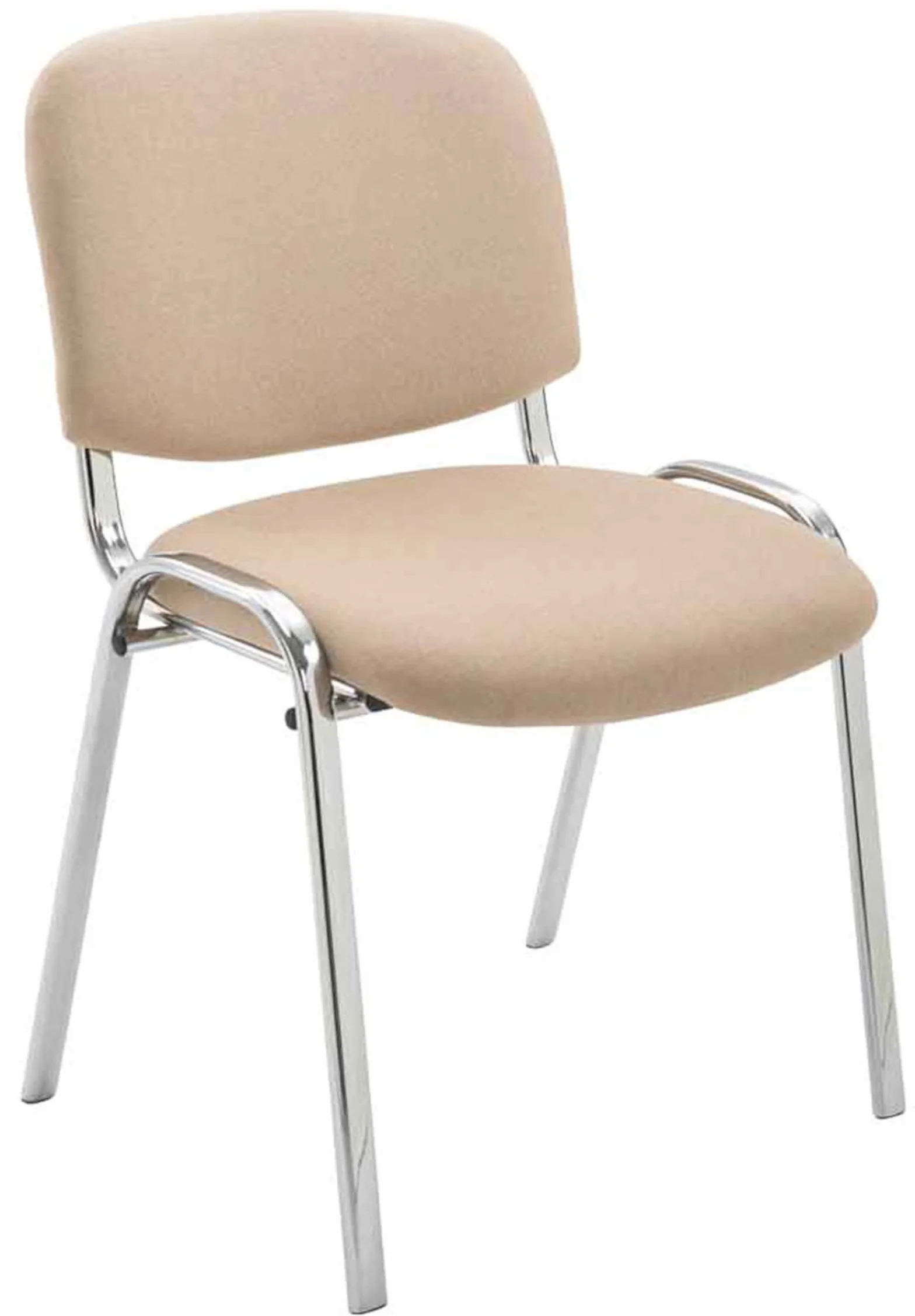 Juego de 4 Sillas Confidente Ken Chrom Tapizadas en Tela Apilables, Crema