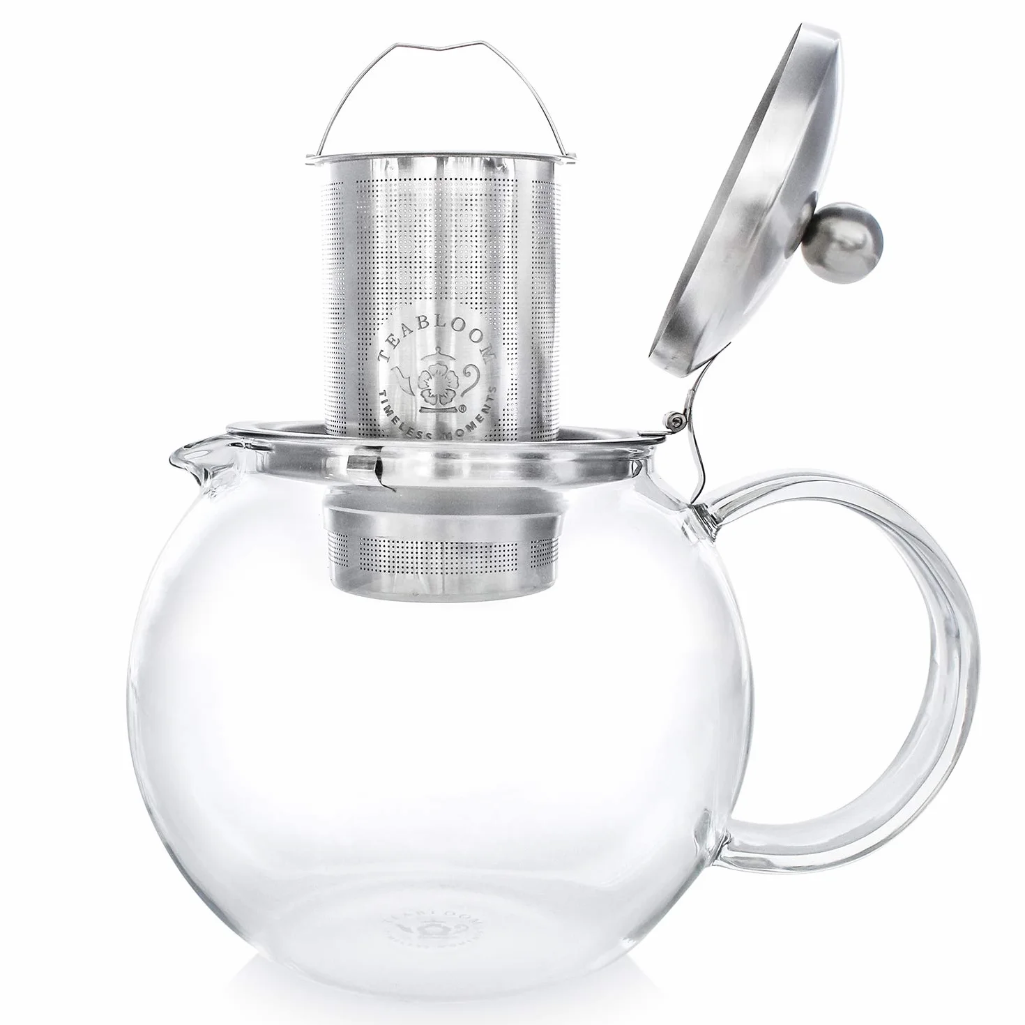 Teabloom Tetera Clásica de Cristal 1200 ml con Infusor Extraíble de Acero Inoxidable