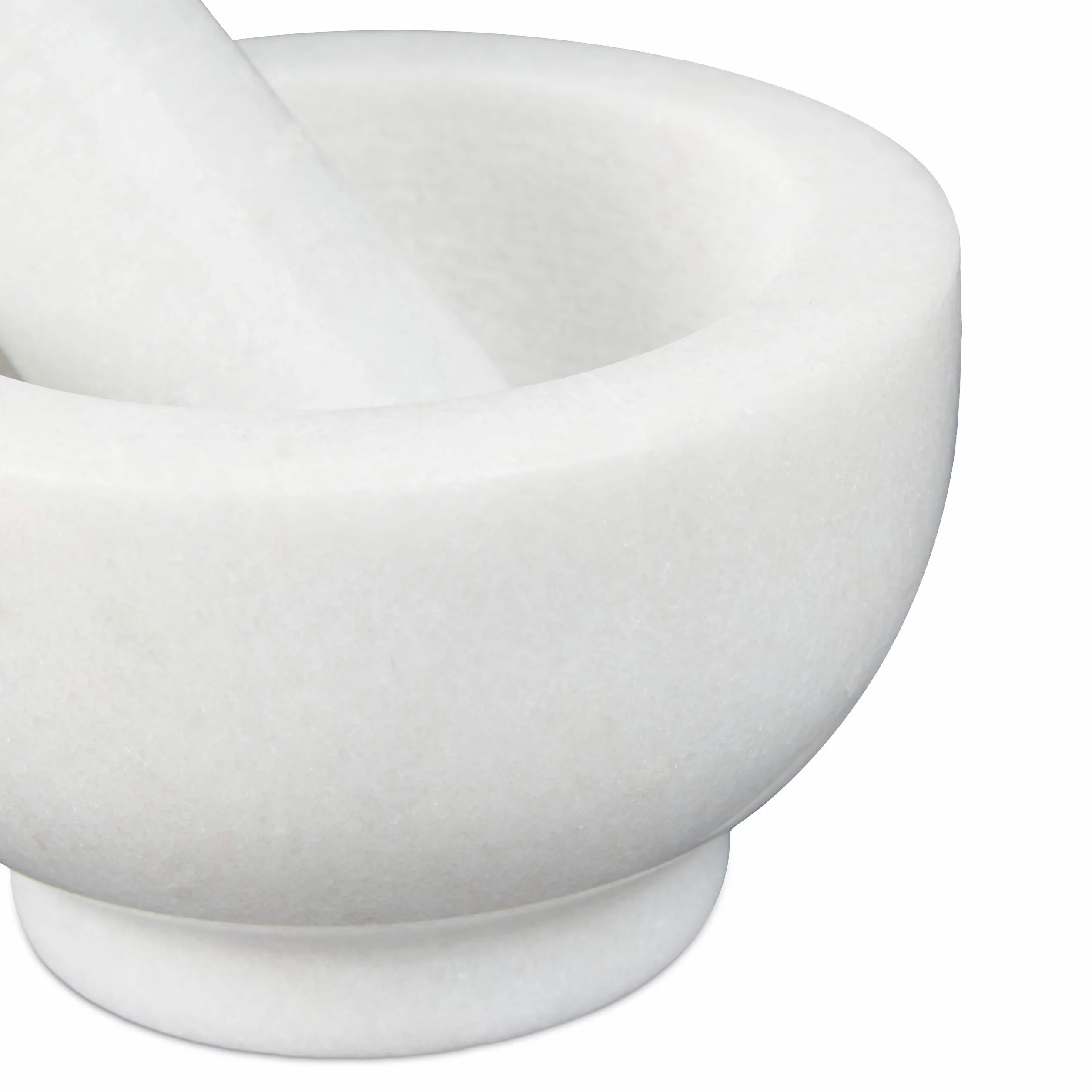 Relaxdays Mortero Mármol con Mano, Resistente, Duradero, Especias, Hierbas, Moledor Piedra Pulida, 10cm Ø, 120ml, Blanco
