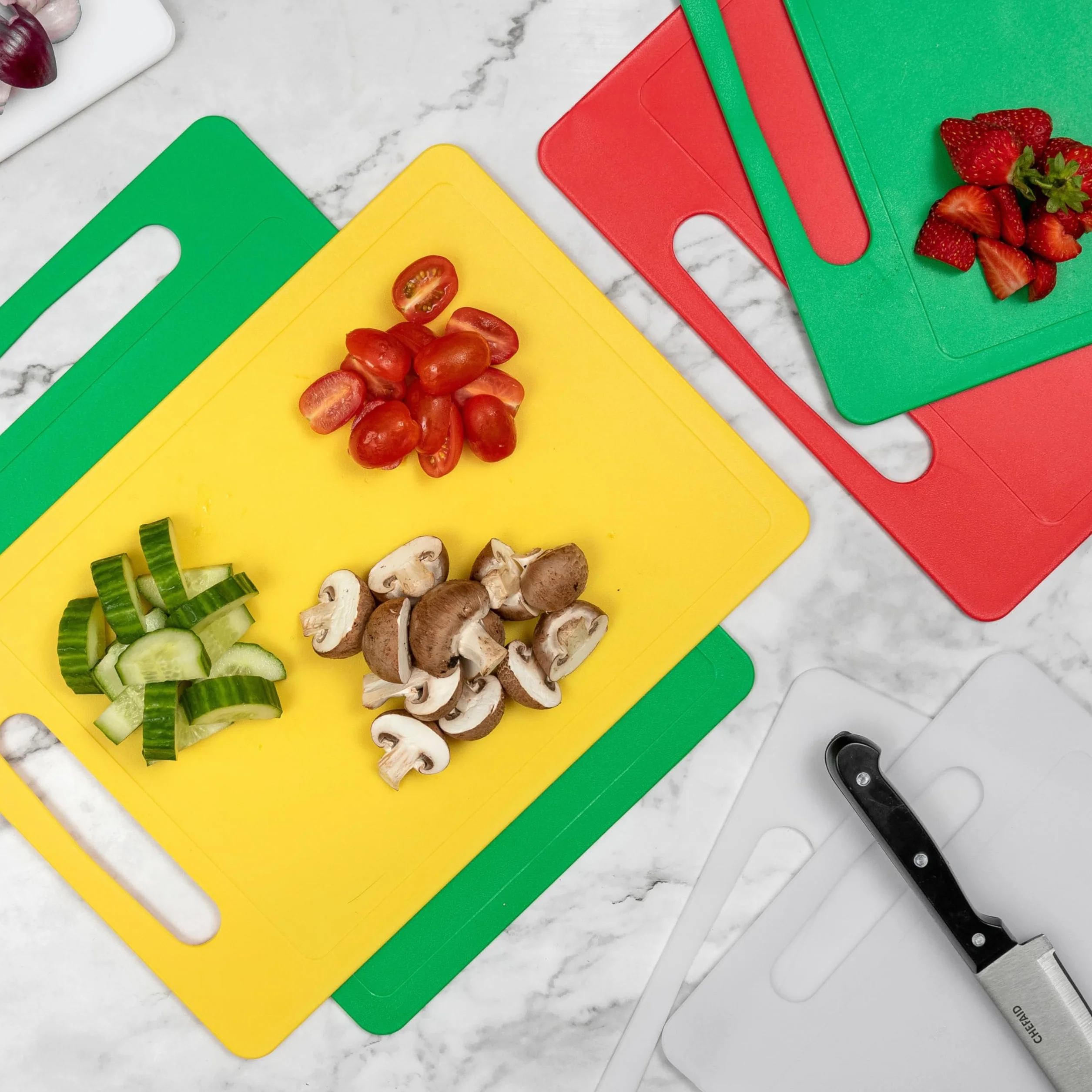 Chef Aid Tabla de cortar polietileno blanco 35x24 cm antideslizante multiusos apta lavavajillas