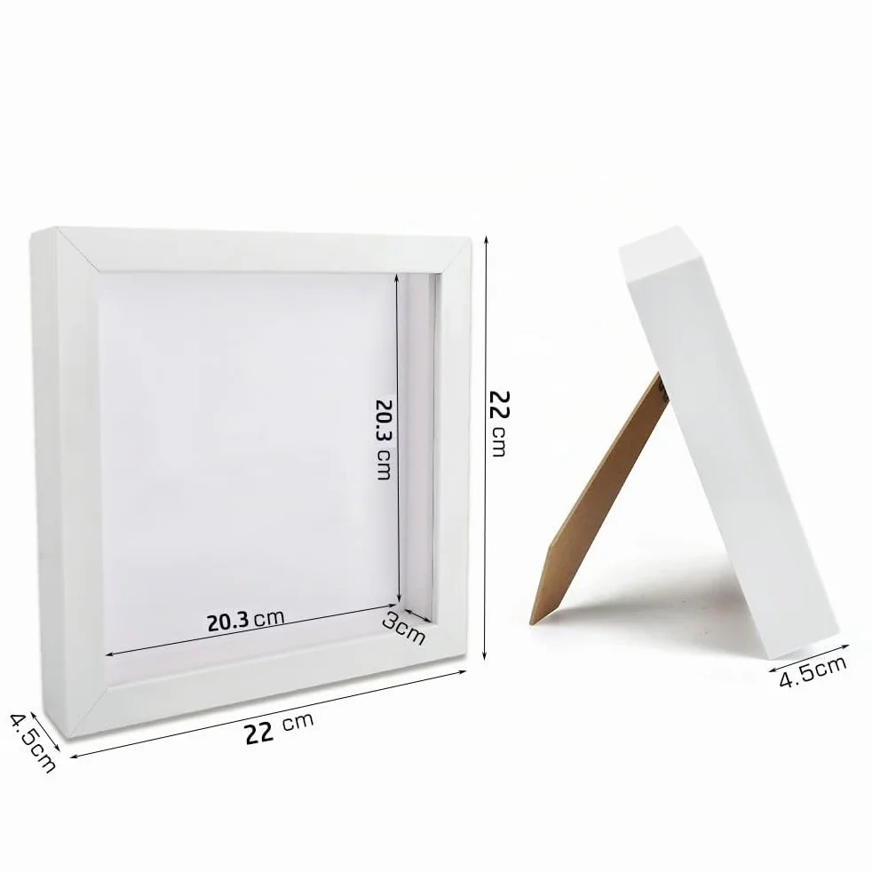 Marco de fotos 3D 20 x 20 cm para objetos hasta 3 cm cuadrado blanco