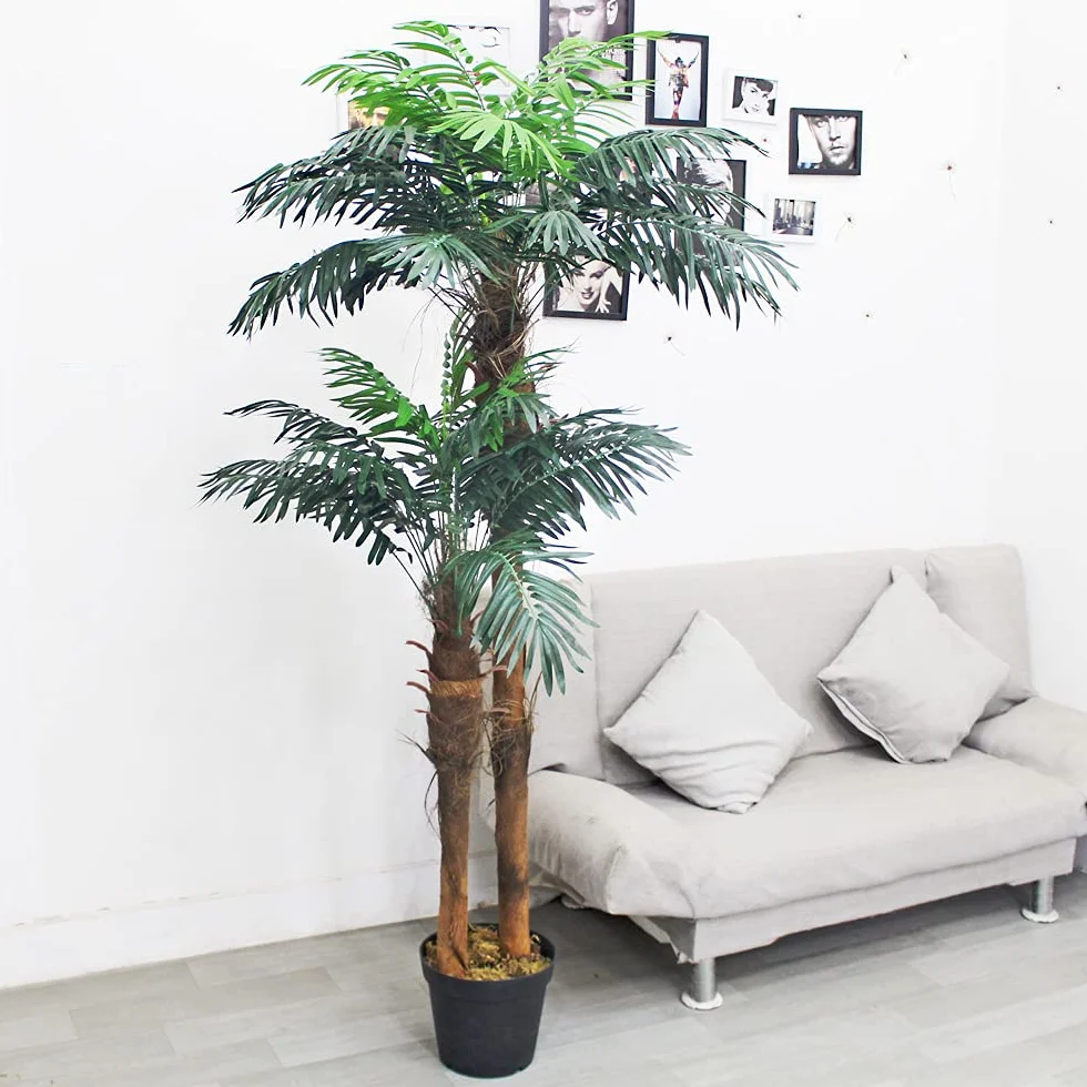 Decovego Royal Palmera Cocotero Planta Artificial Decoración Interiorismo Madera Natural 170cm