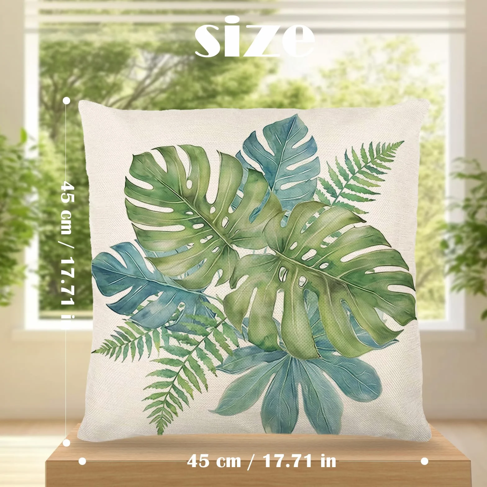 Fundas Cojines Monstera Deliciosa 45x45cm 18x18" Verde Exterior Decorativas para Sofá