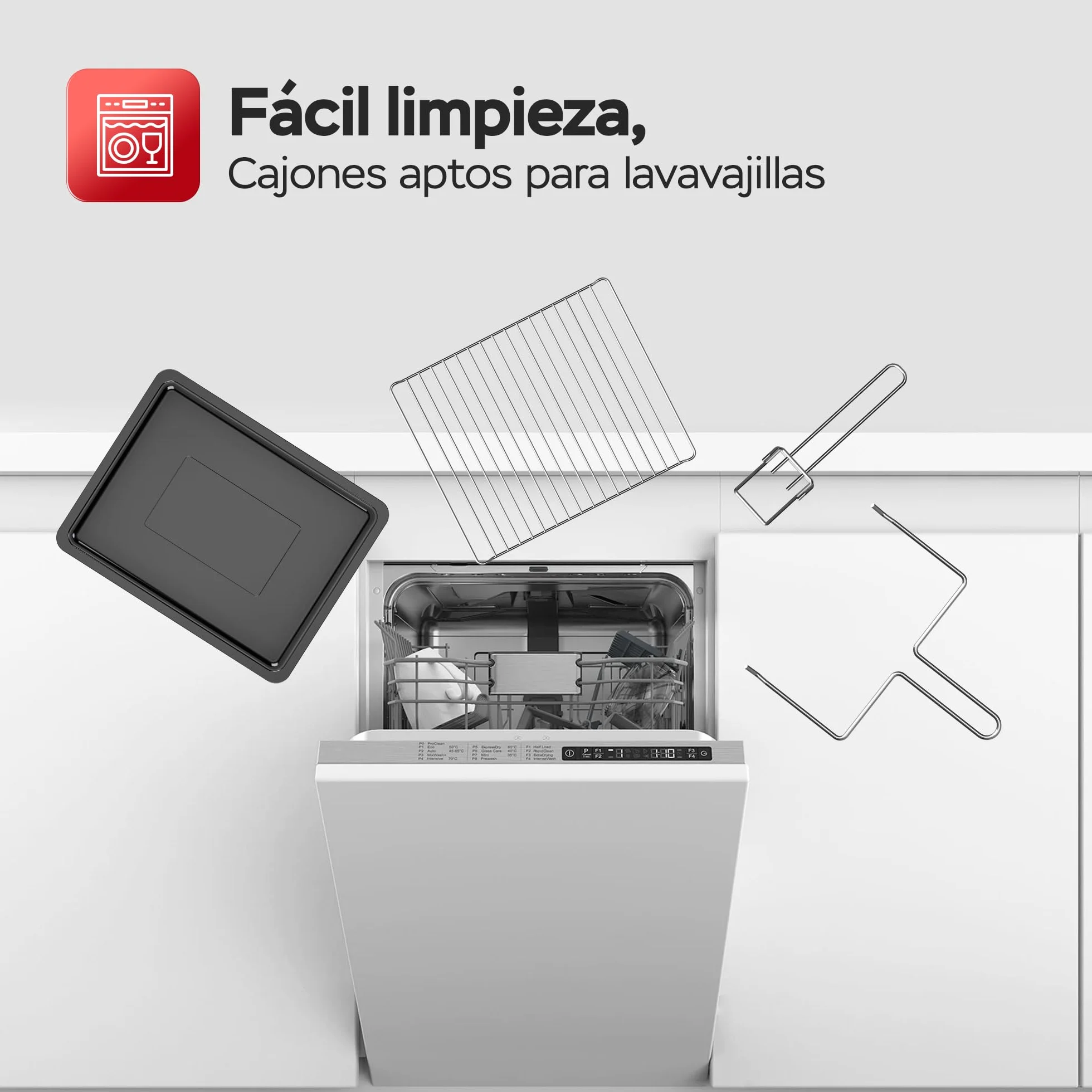 TurboTronic Mini horno con recirculación de aire 45L 2000W negro pincho giratorio temporizador