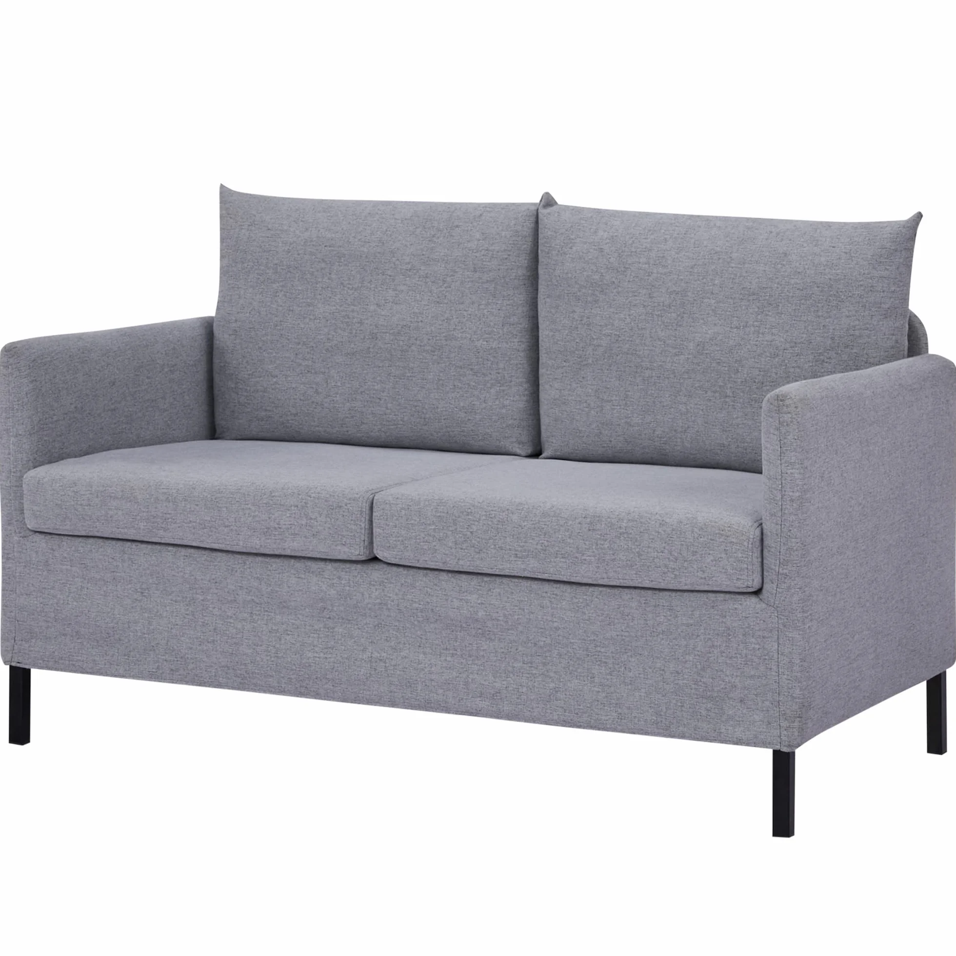 HOMCOM Sofá de 2 Plazas Tapizado en Lino Sintético Sillón Biplaza de Salón con Cojines Acolchados Desenfundables Reposabrazos y Patas de Acero 130x67x76,5 cm Gris