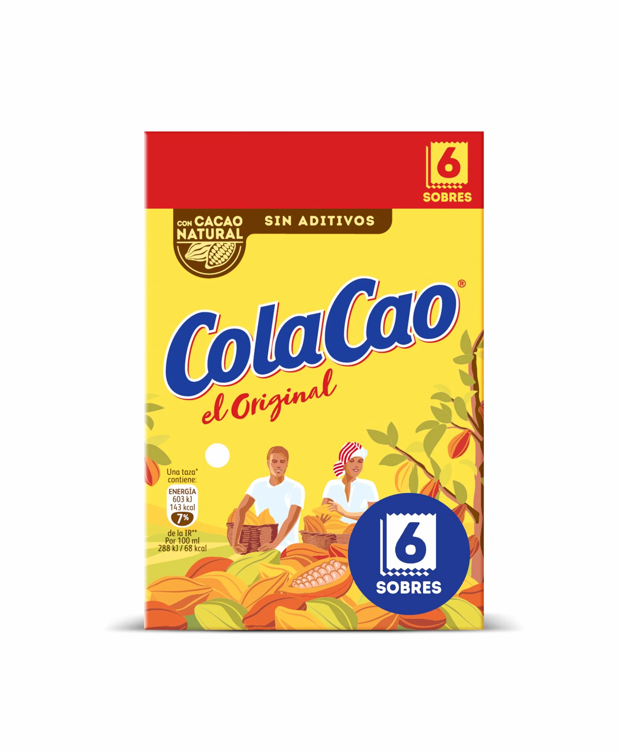 ColaCao Original Cacao Soluble Natural sin Aditivos 6 Sobres 96g