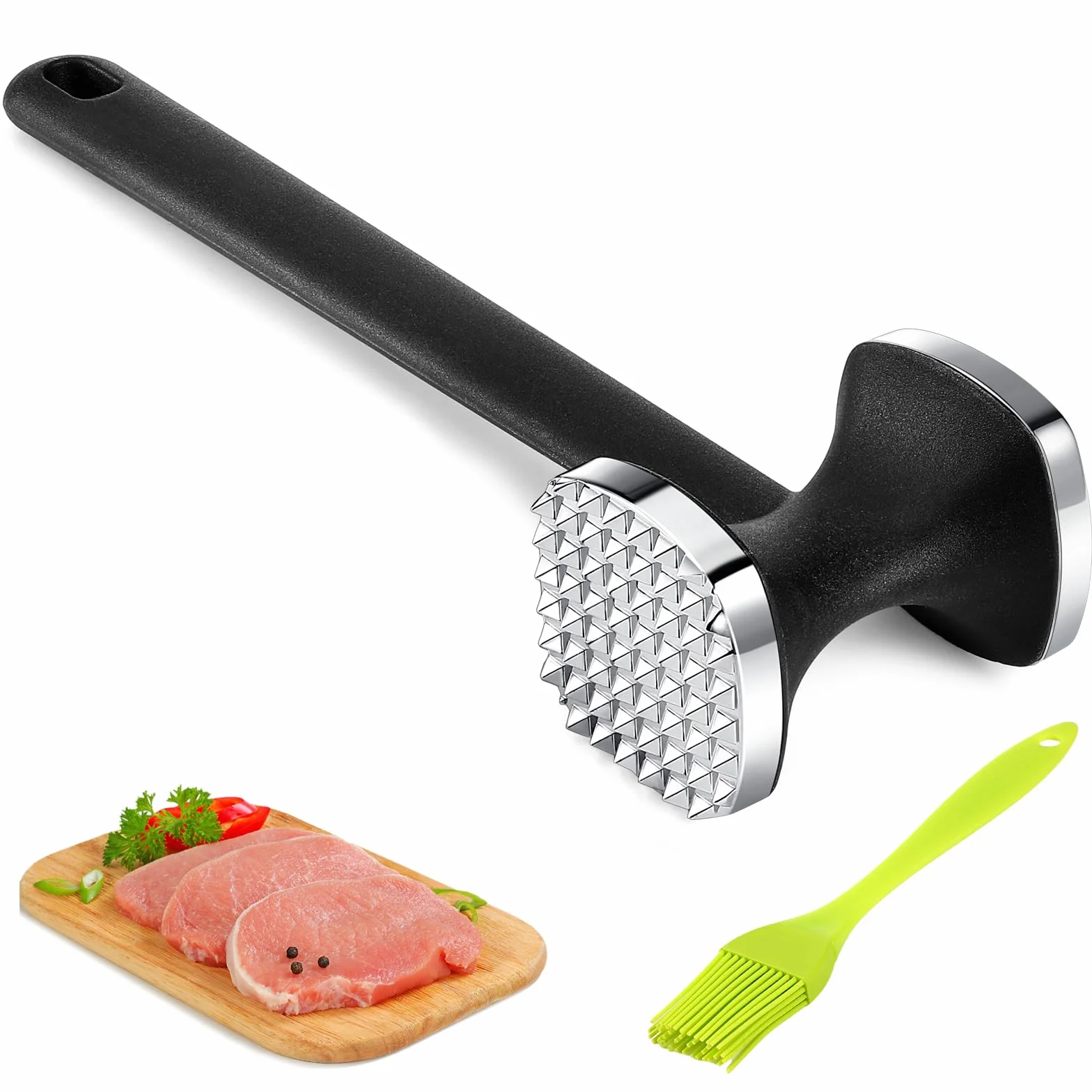 Martillo Ablandador de Carne Doble Cara de Acero Inoxidable para Cocina