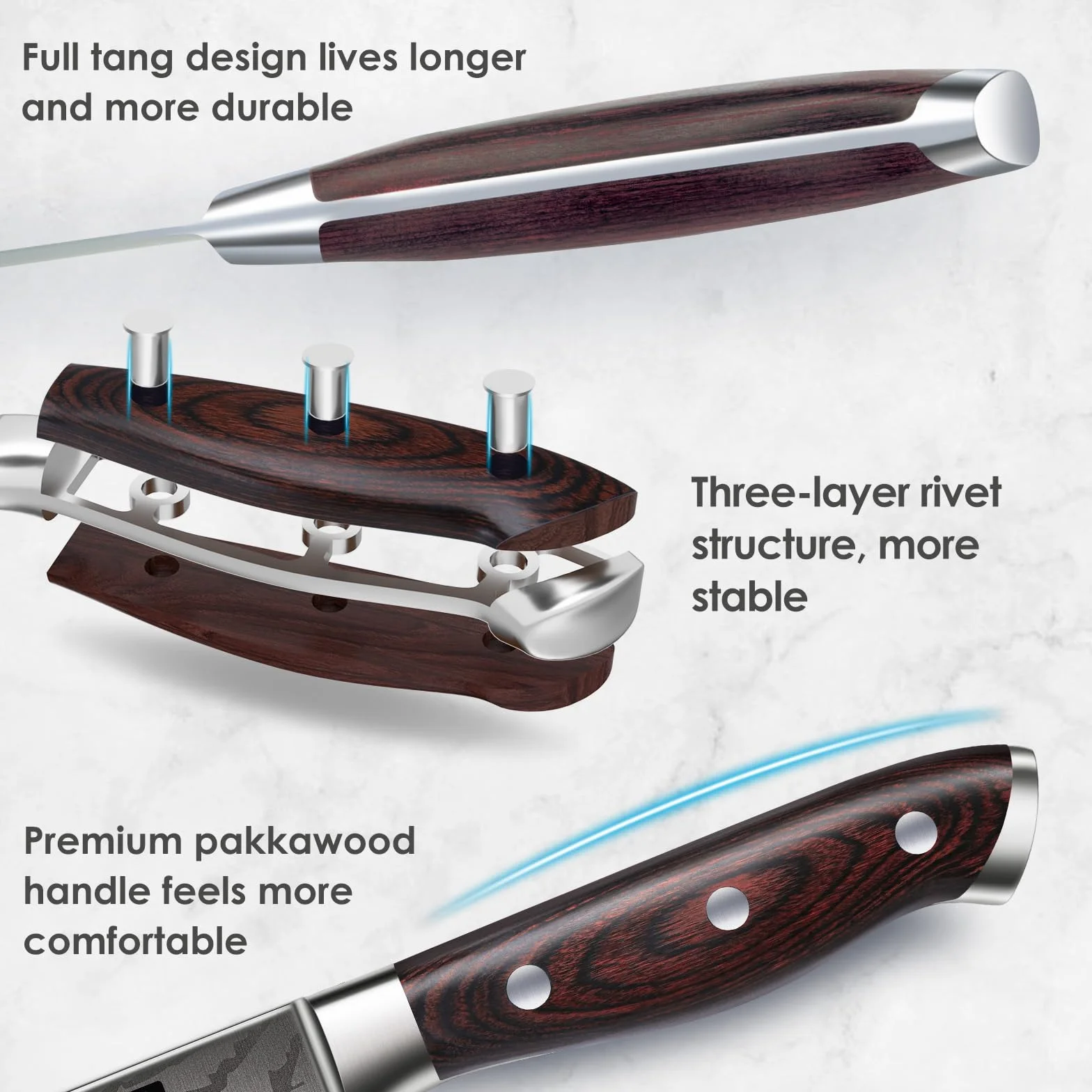 SANMEIHO Juego Cuchillos Cocina 16 Piezas, Set Profesional Acero Inoxidable Alto Carbono con Bloque Madera y Afilador
