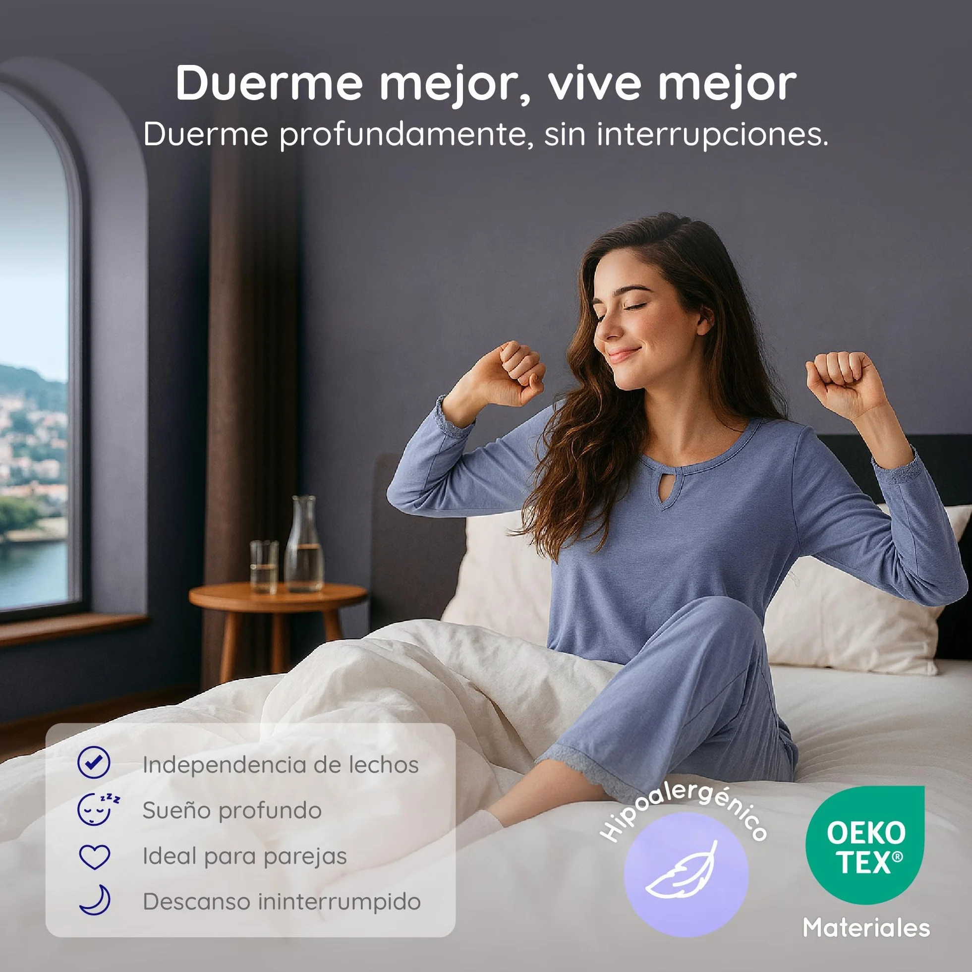 COSMOS - Colchón Híbrido 160x200 cm - Altura 30 cm - Gamma - Espuma HR y Blue Latex - Semifirme, Transpirable, Hipoalergénico, Ergonómico - Muelles Ensacados, Reversible