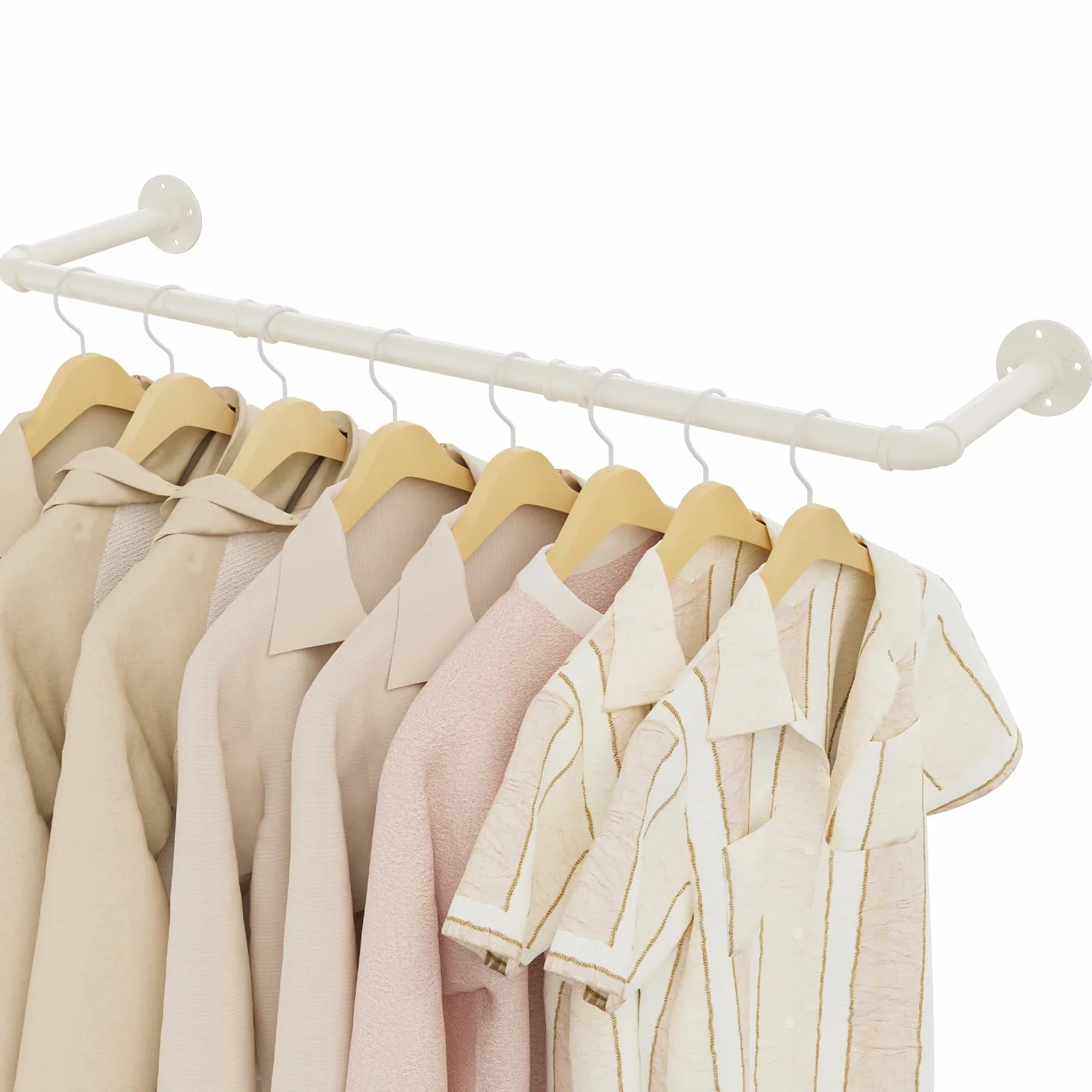 Perchero de Pared Industrial 100cm Barra para Ropa Metal, Beige