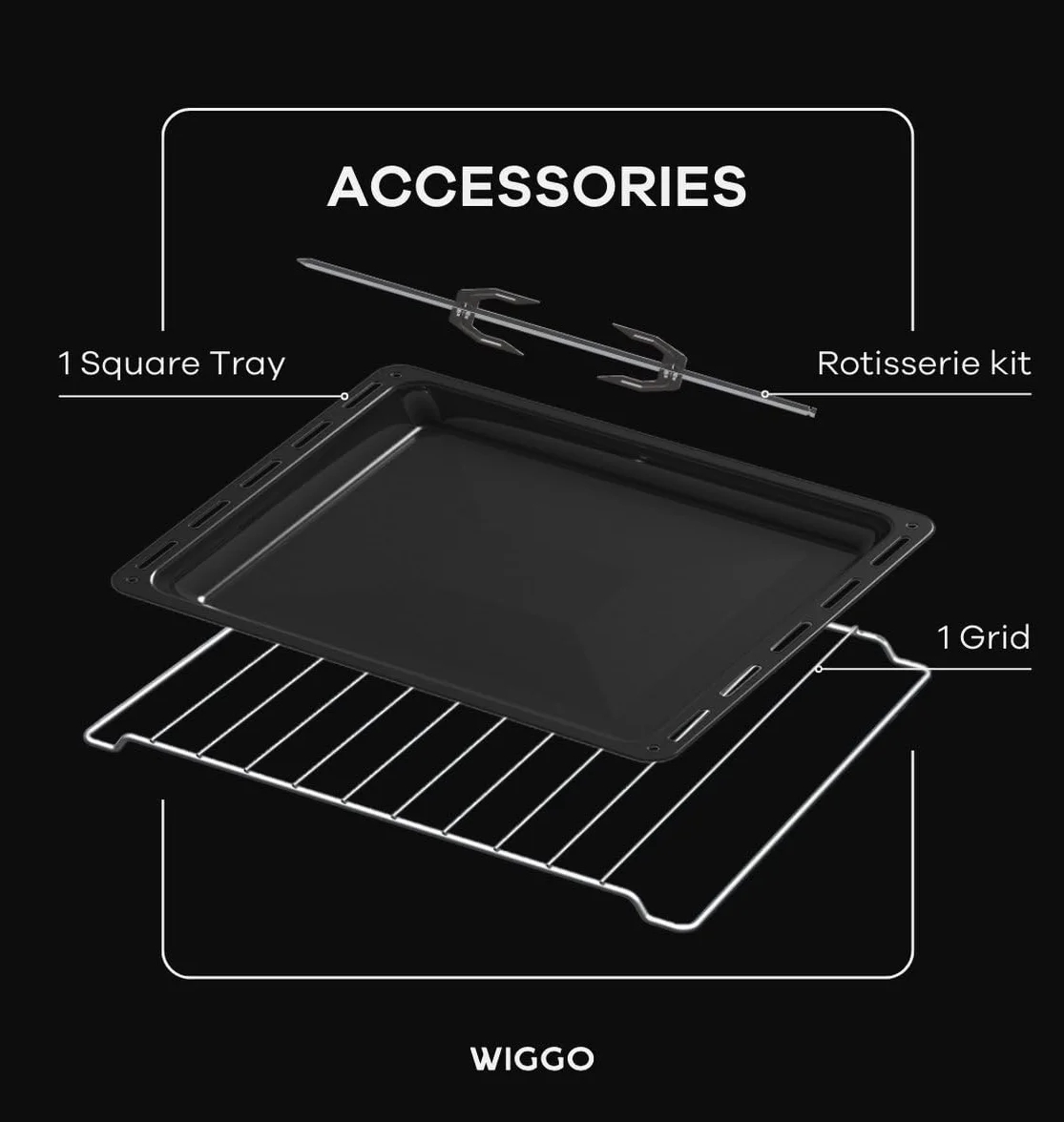 Wiggo Minihorno con placa de cocción 2000 W 45 litros 6 en 1 funciones gris