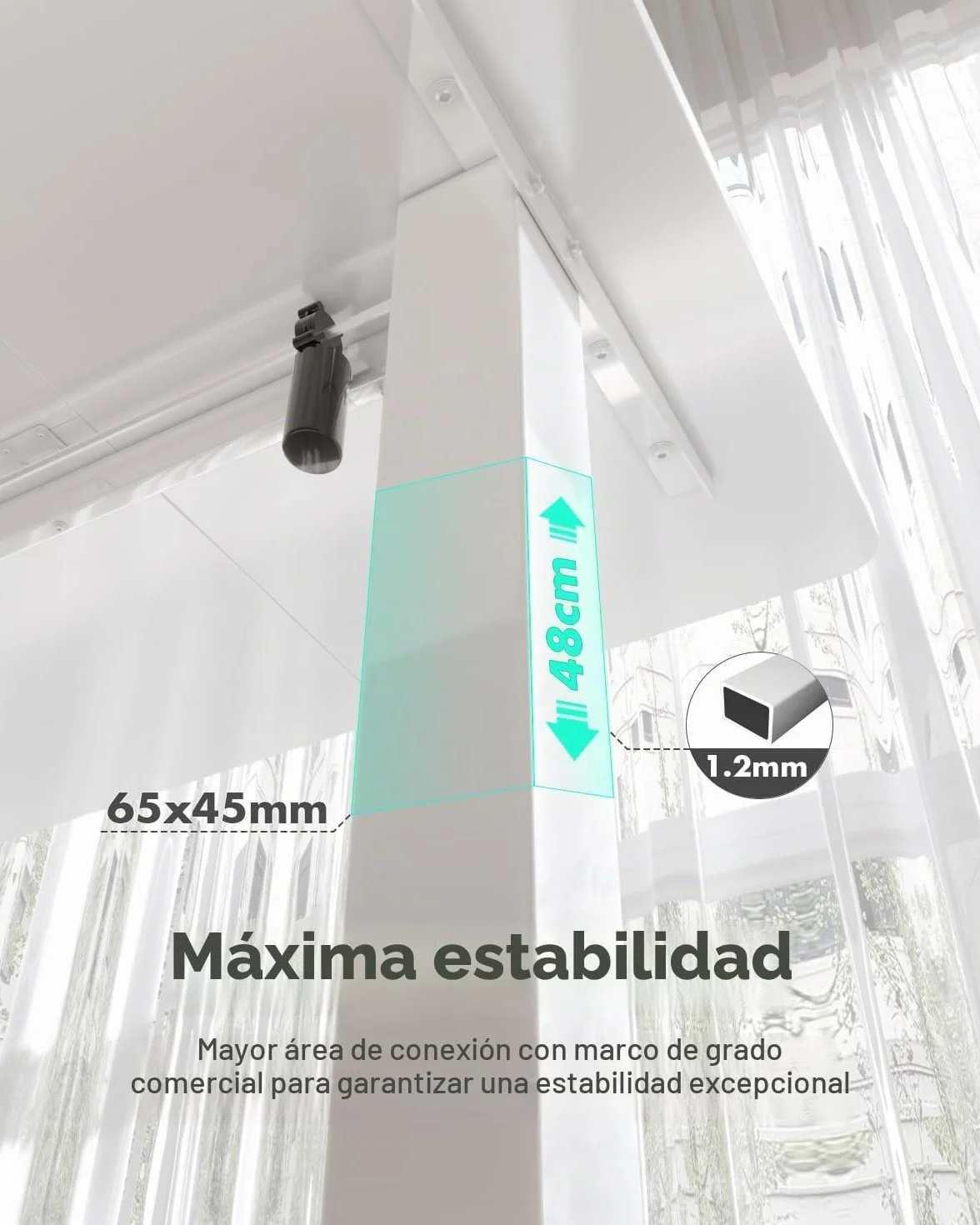 Devoko Escritorio Regulable en Altura 120x60 cm Eléctrico Telescópico Bidireccional Blanco