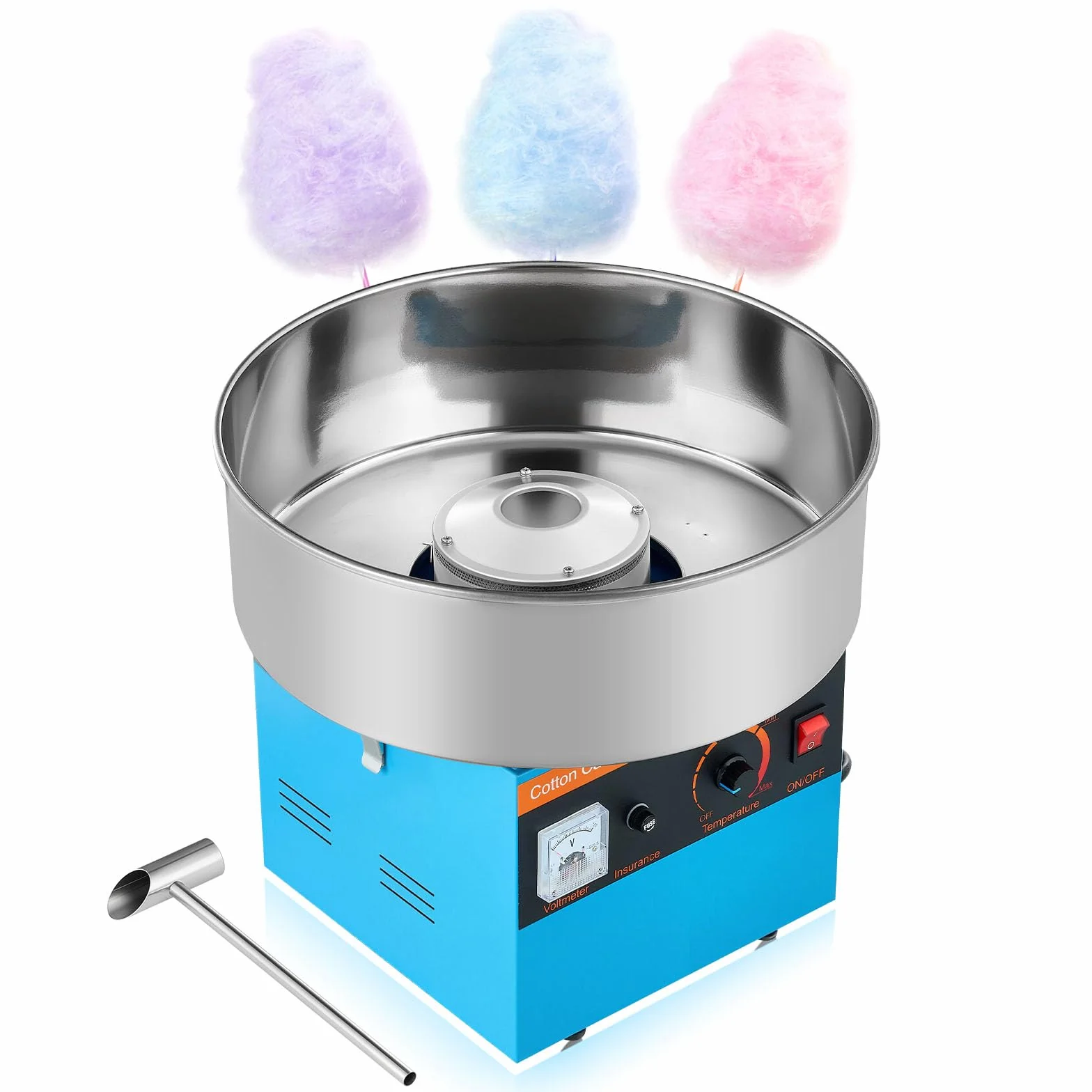 VEVOR Máquina de Algodón de Azúcar Eléctrica 1000 W Capacidad de 100 g de Azúcar 38 x 38 x 34 cm Fácil de Instalar y Desmontar Fácil de Usar con Azucarero y Cuchara para Hogar, Fiestas, Azul