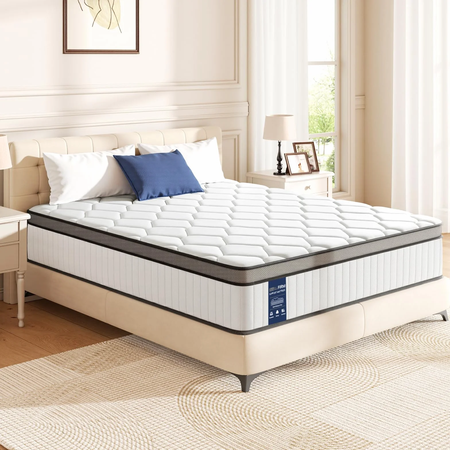 BedStory Colchón Híbrido 135x190 cm para Dos Personas, Muelles Ensacados, Altura 31 cm, Ergonomico + Alta Transpirabilidad