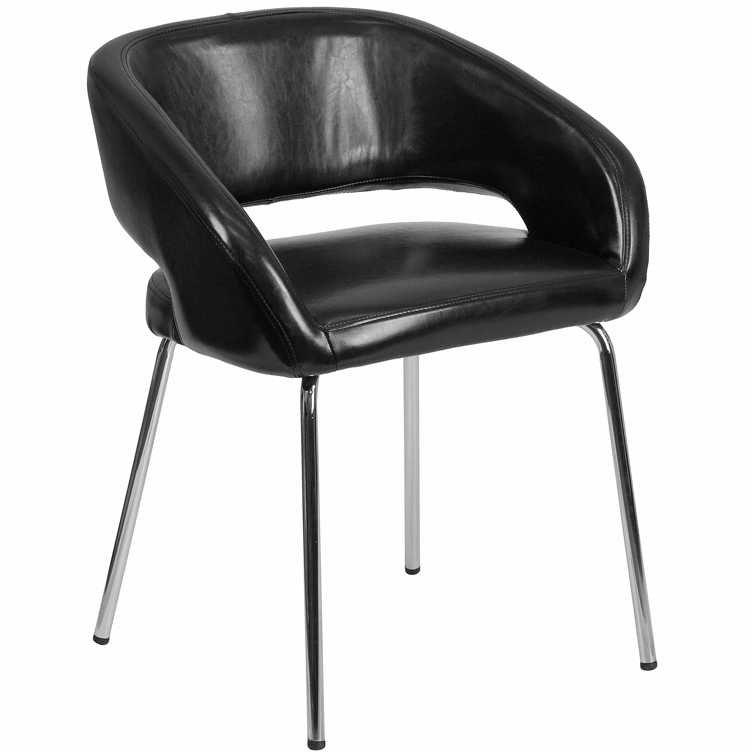 Flash Furniture Silla de recepción Lateral contemporánea de la Serie Fusion, Piel Negra Suave