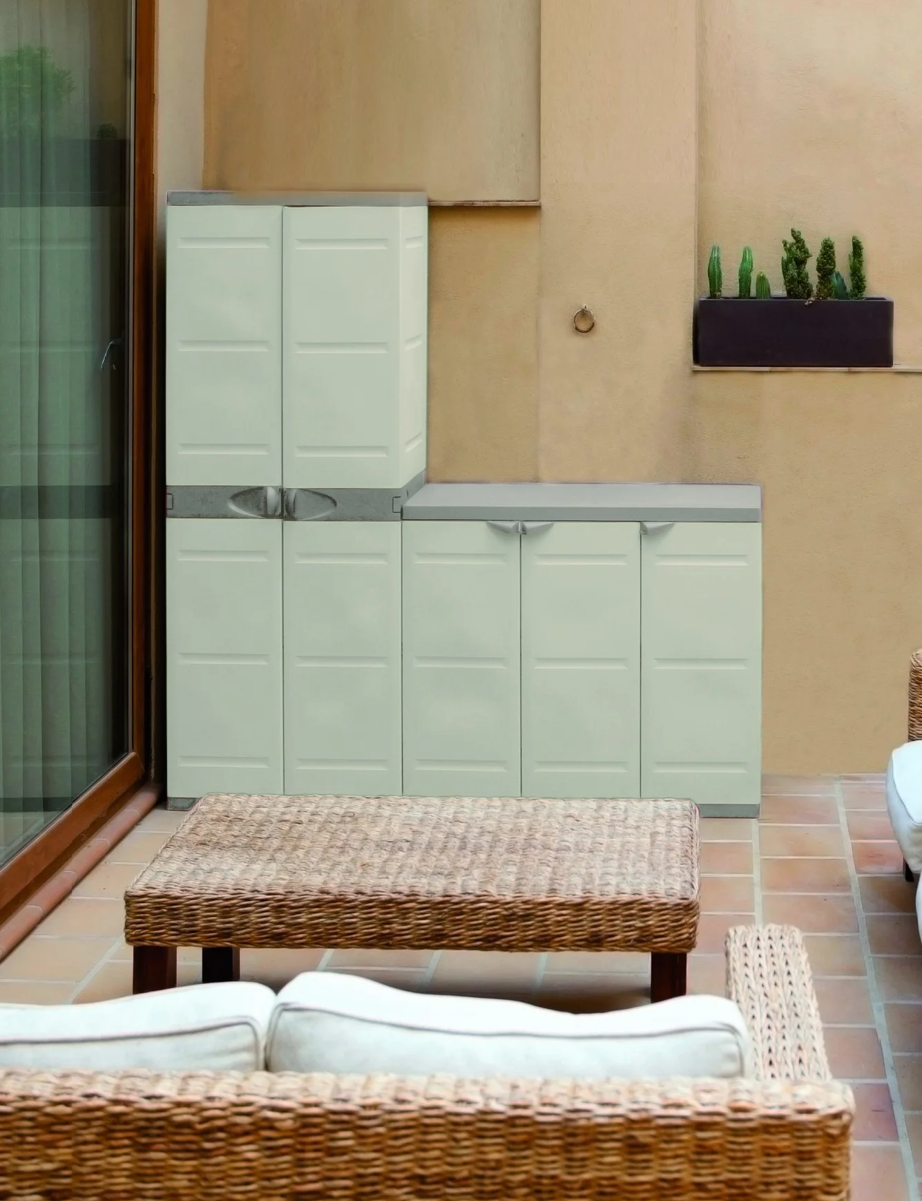 Plastiken Titanium Armarios, Plástico, Beige, 70x44x176 cm