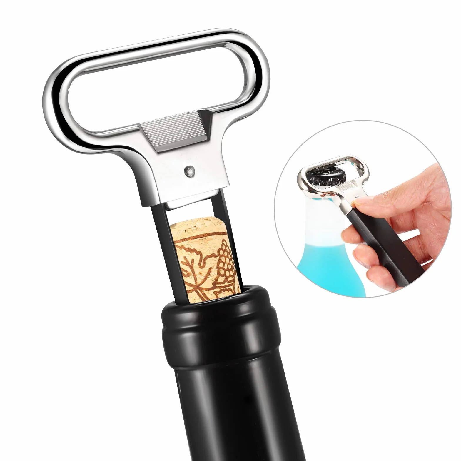 Sacacorchos de dos puntas, abridor de botellas de vino