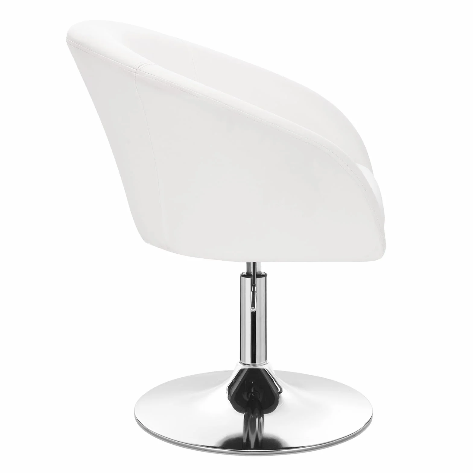 WOLTU 1x Taburete de Bar Altura Ajustable Acero Cromado, Cuero Sintético Taburete Peluquería Blanco BH24ws-1