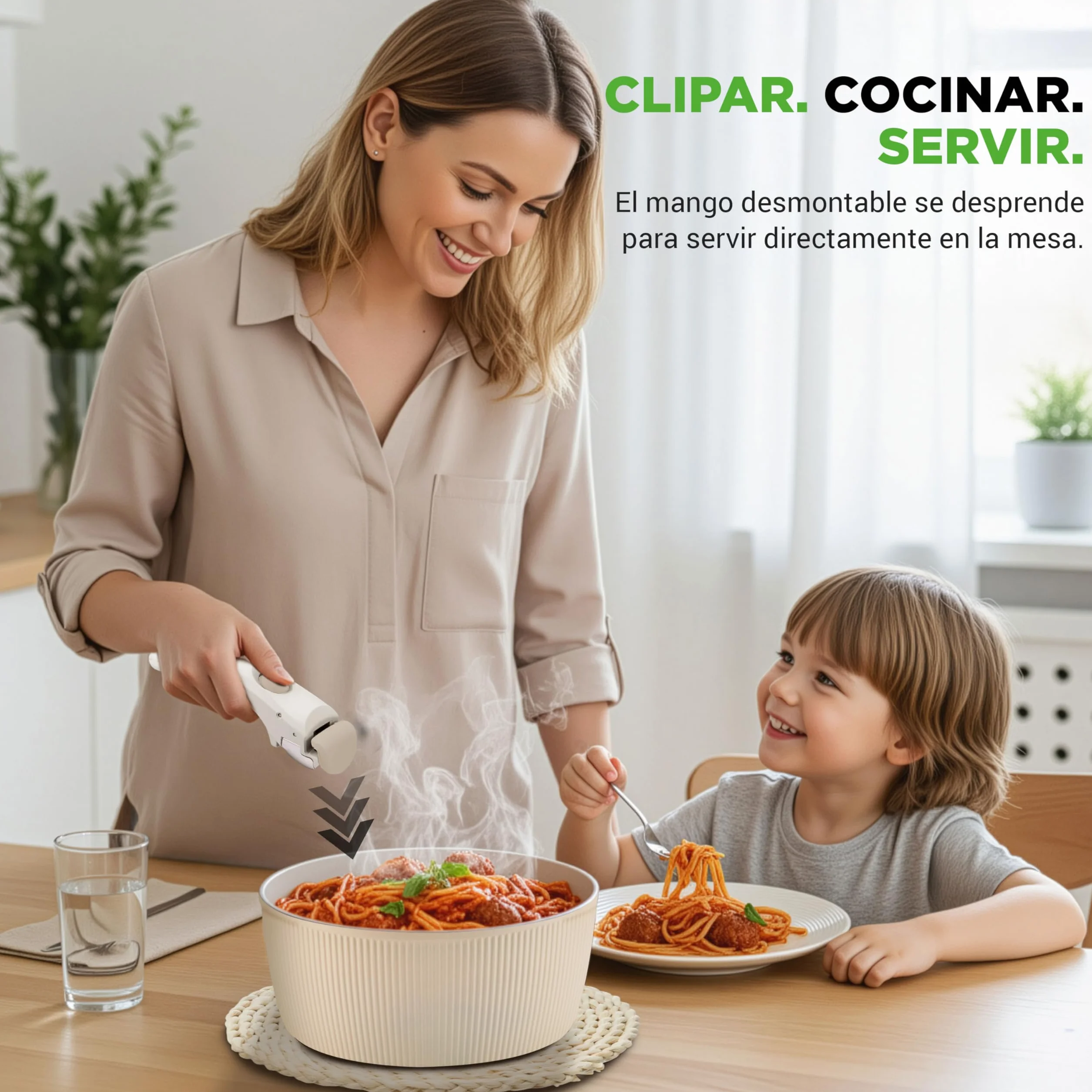 NutriChef bateria cocina mango extraible, Ceramica, 18 piezas, Juego de ollas y sartenes, Antiadherentes, Sin PTFE, Ahorra espacio, Apto para horno y estufa, Incluye utensilios
