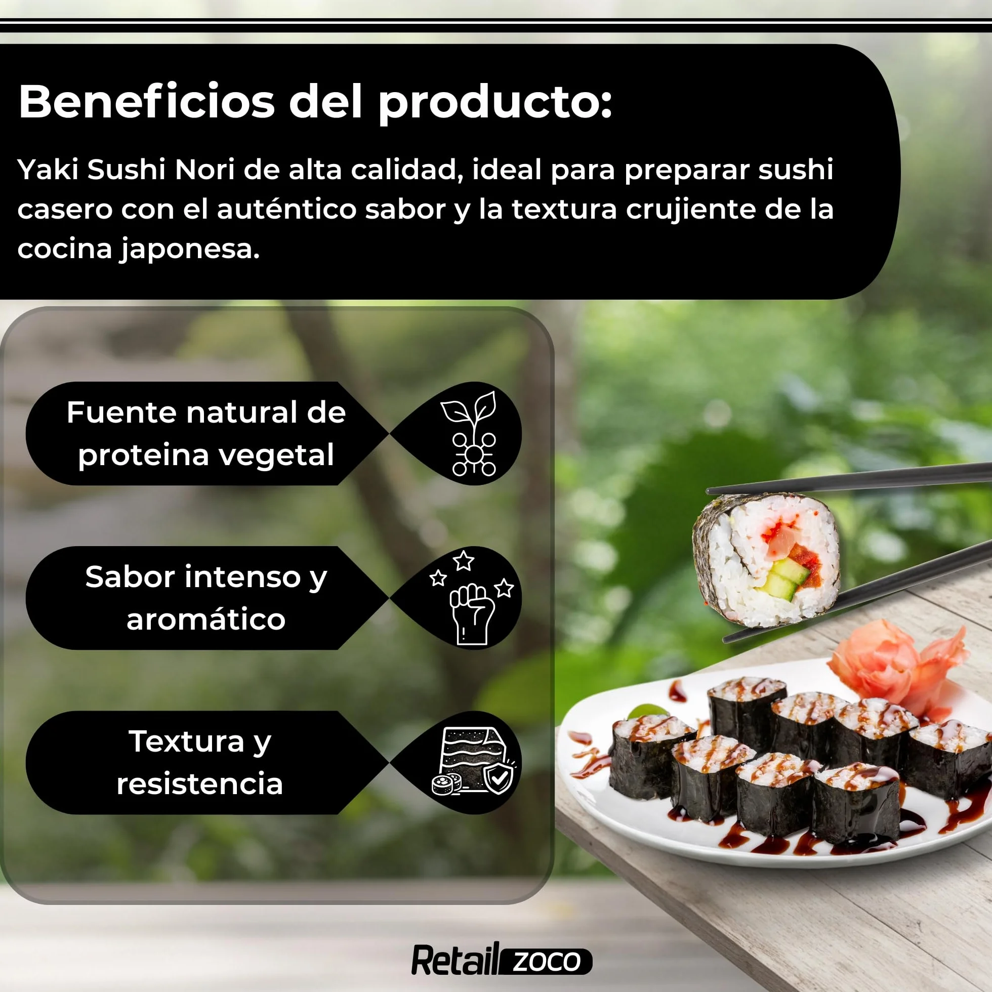 Alga Nori Yakinori Gold 10 hojas 25 g para sushi temaki onigiri