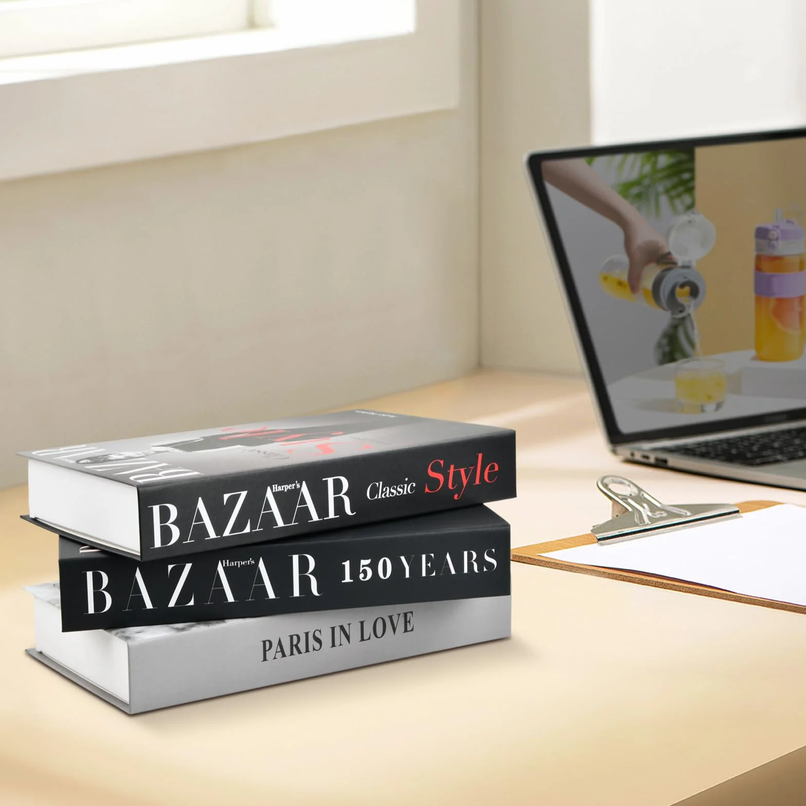 Juego de 6 libros falsos decorativos de tapa dura, plegable, apilados, modernos, para mesa y estante del hogar, crea un ambiente sofisticado (color B)